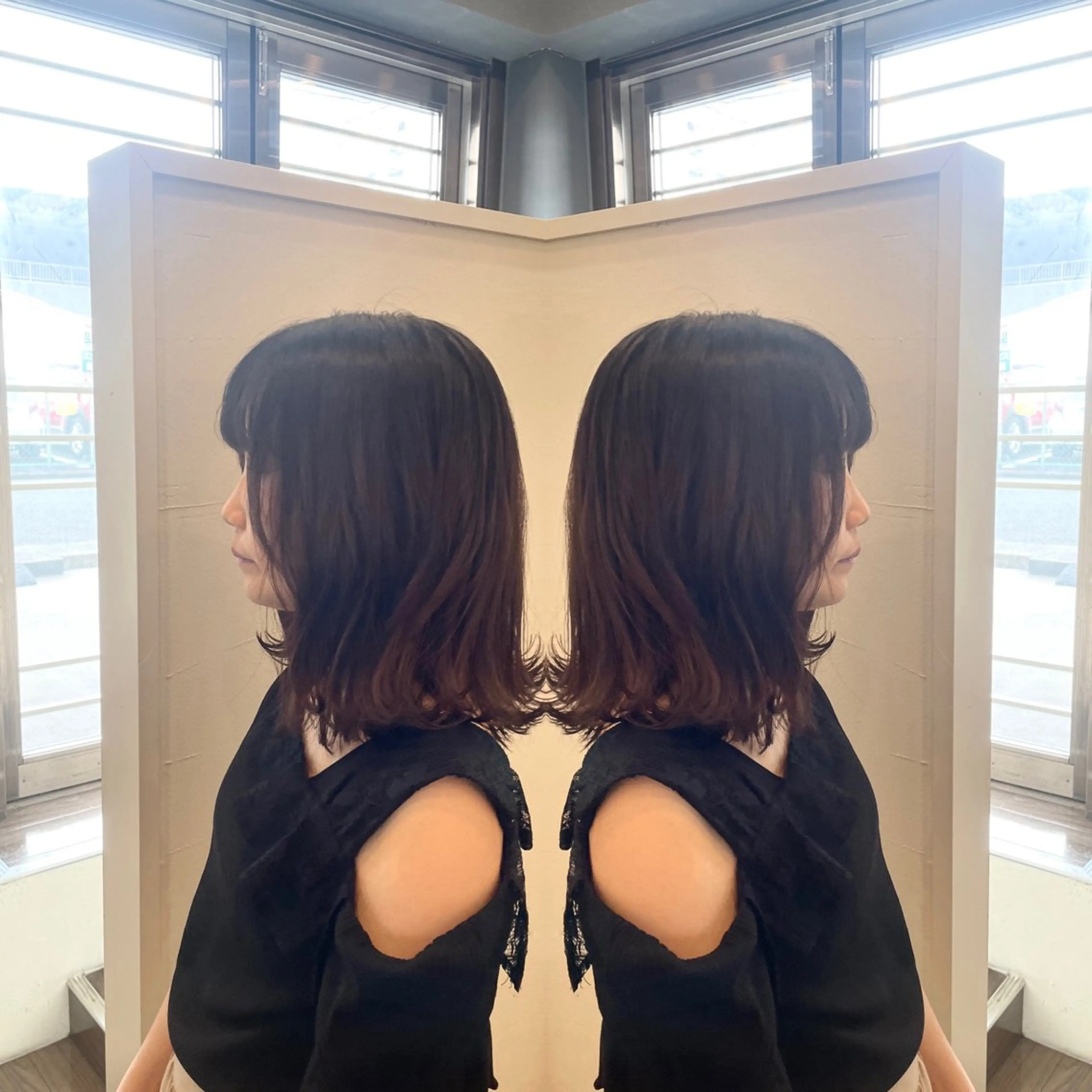 ミディアム カラー 伸ばしかけ カット ヘアカラー トリートメント Hair make VERDA所属・富永 憲一郎のヘアスタイル