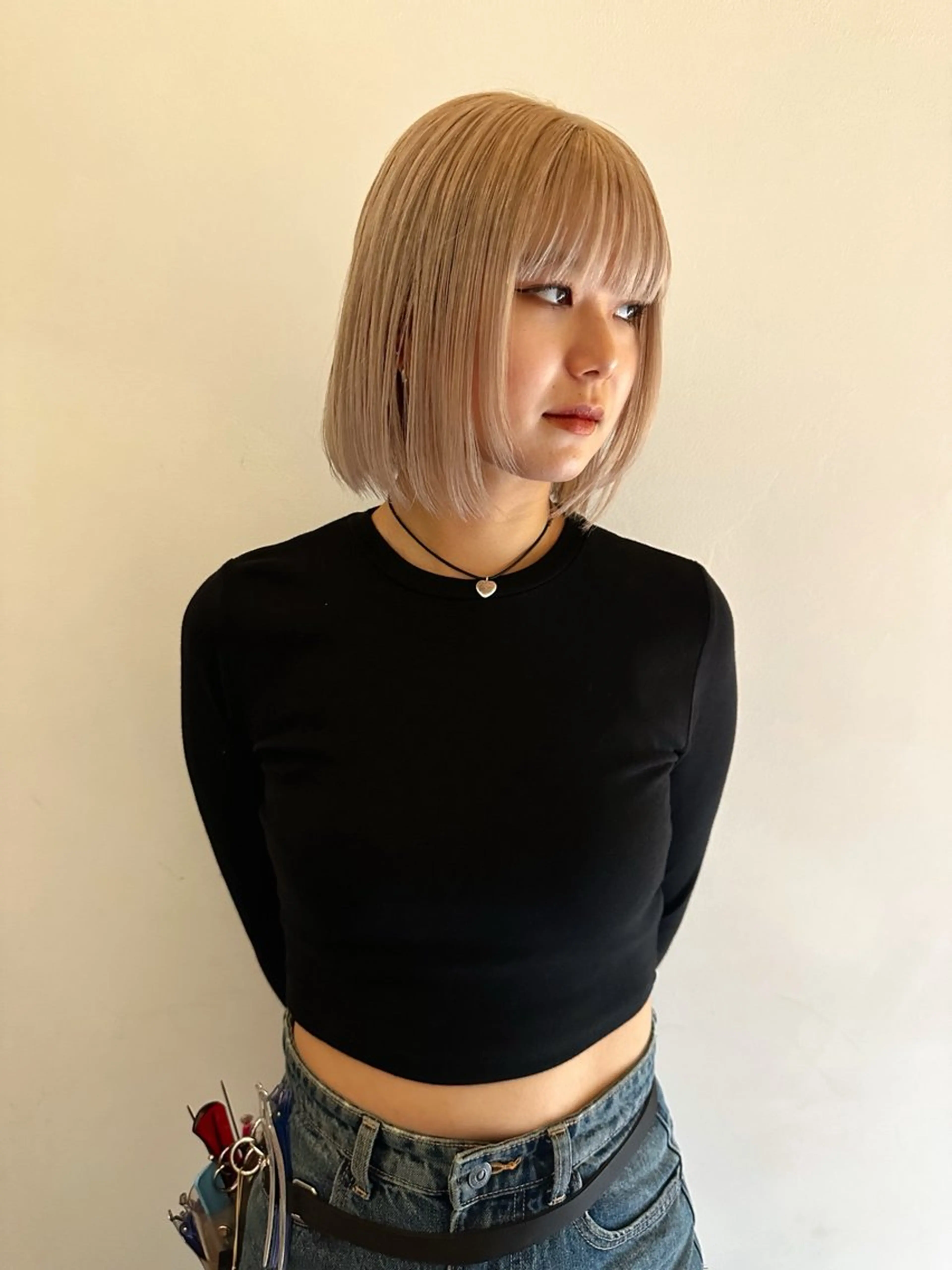 ショート カラー ベージュカラー ホワイトベージュ Cinq所属・ハイライト🌟/ ボブ/豊田のヘアスタイル