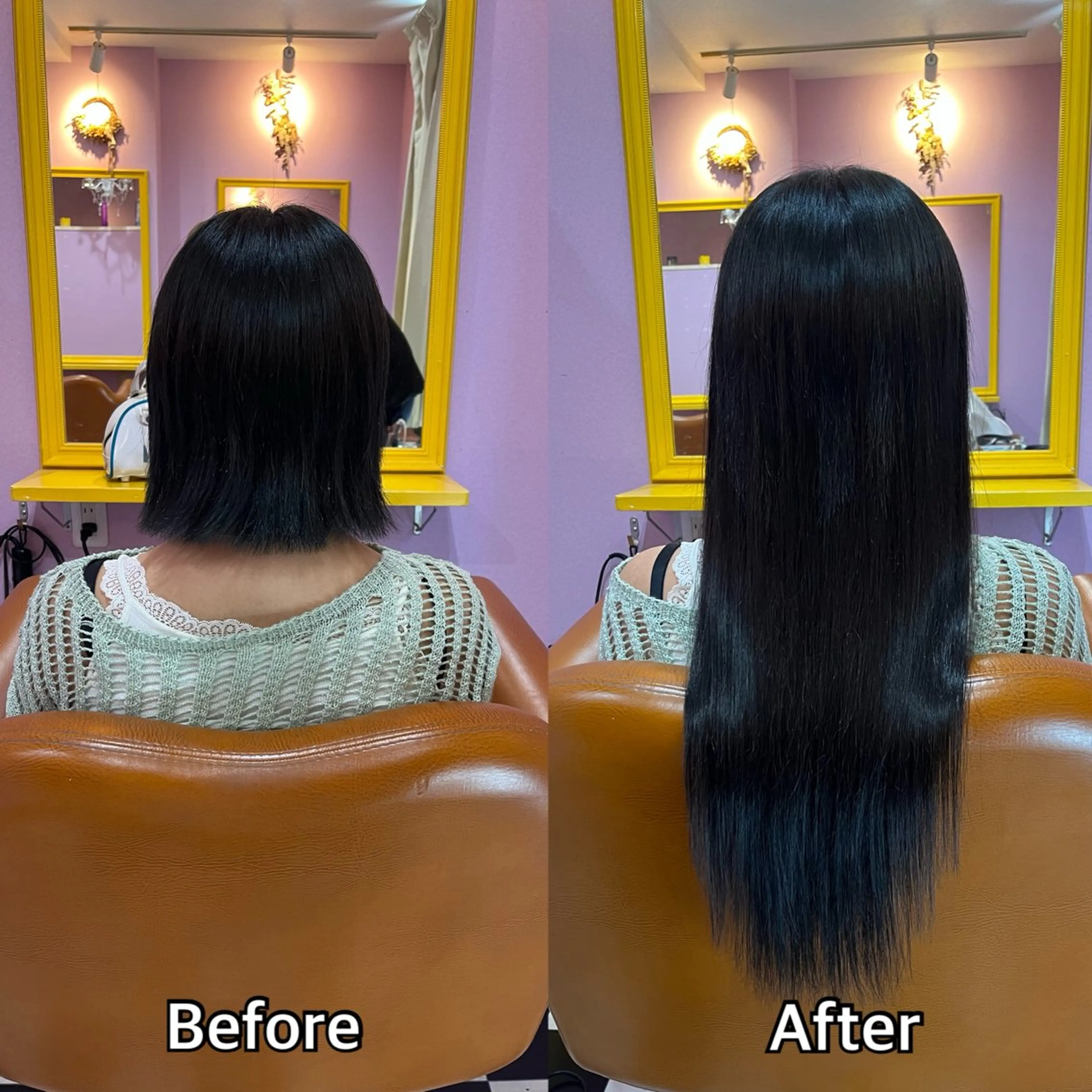 ロング シール＋ちび編み込み エクステ梅田🐨のヘアスタイル