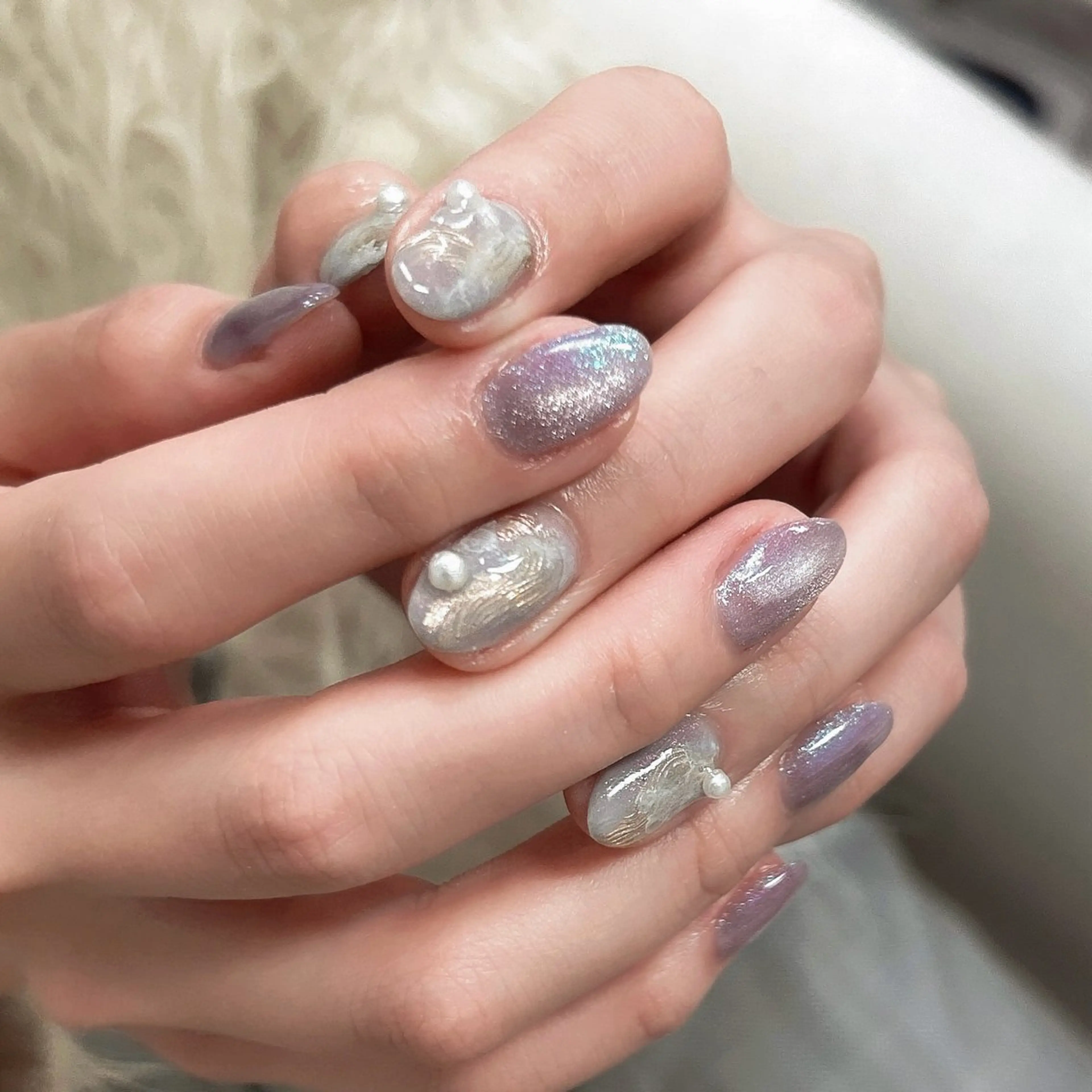 【おまかせニュアンス系ジェルネイル】もやもや、天然石、うるうる、マグネット等💎✨️の写真