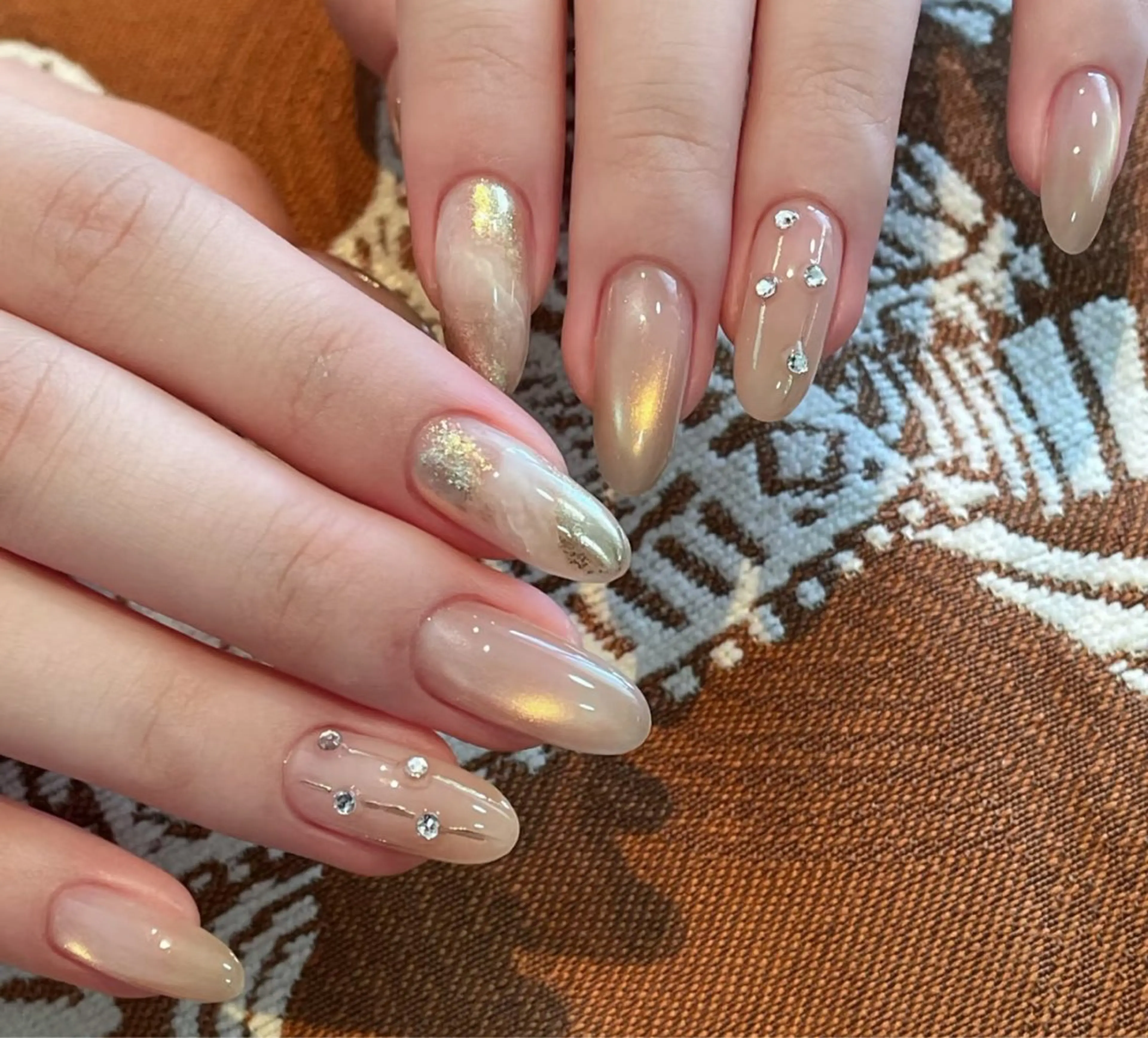 ネイル アートネイル オーロラネイル チークネイル フレンチネイル ガラスフレンチ ハンドネイル 🎀🎀YooLi Nail Salonのネイルデザイン