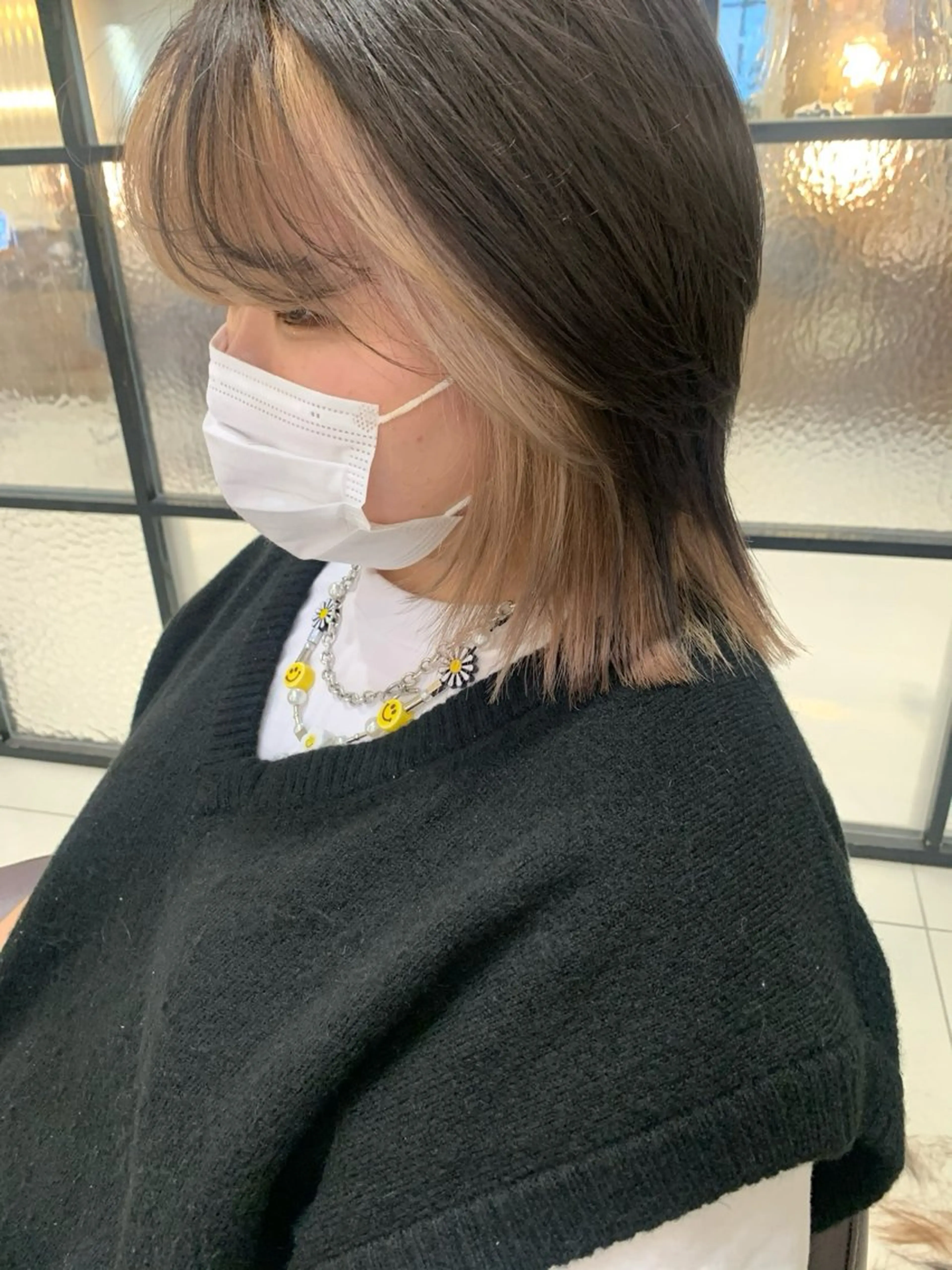 カラー ミストバング  フェイスフレーミング Ancheri by flammeum戸塚店所属・ひな/ボブカット/ ブリーチなしWカラーのヘアスタイル