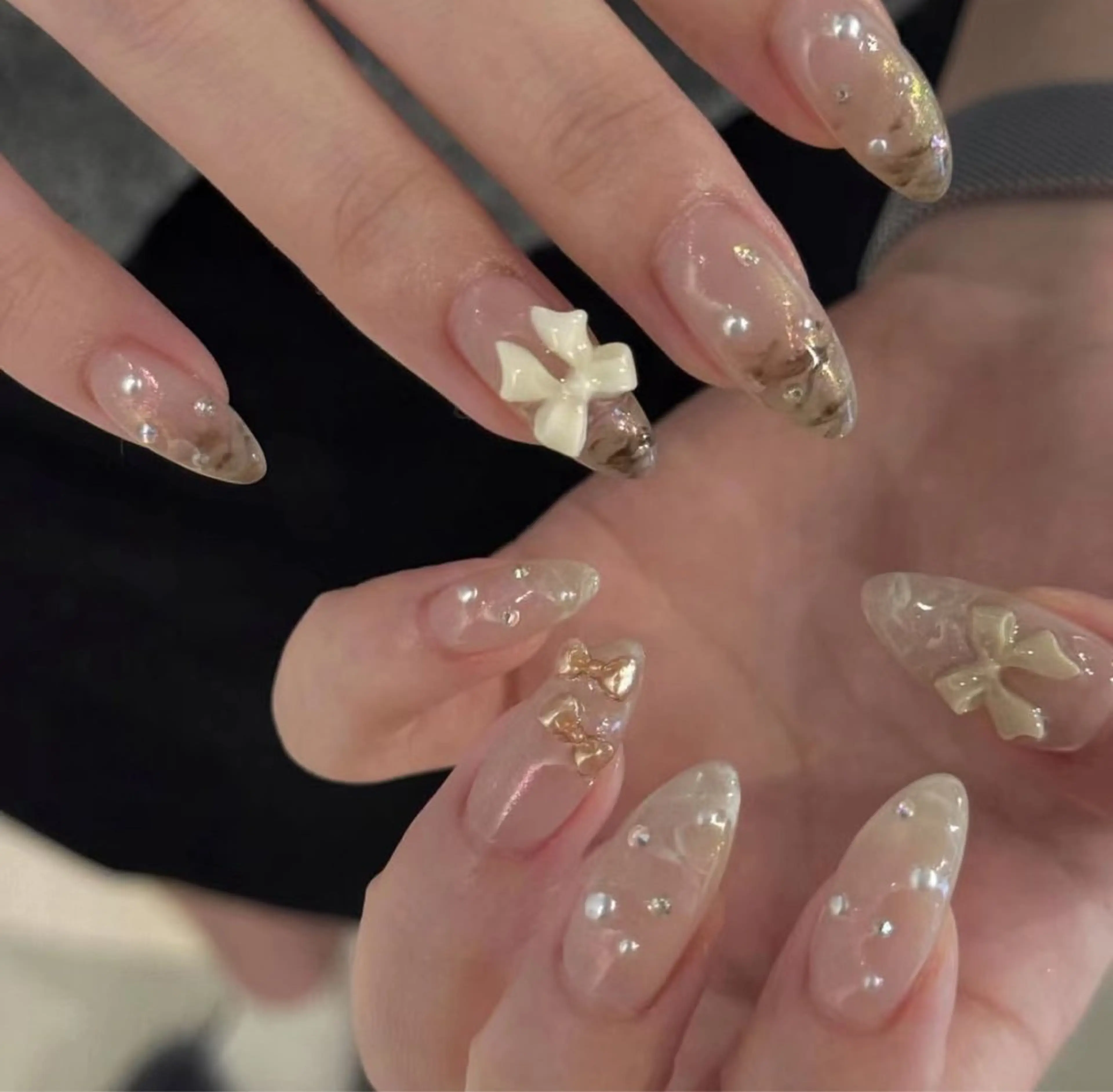 ネイル 成人式 ハート オフィスネイル ピンク リボン ハンドネイル H&Bsalon カイのネイルデザイン