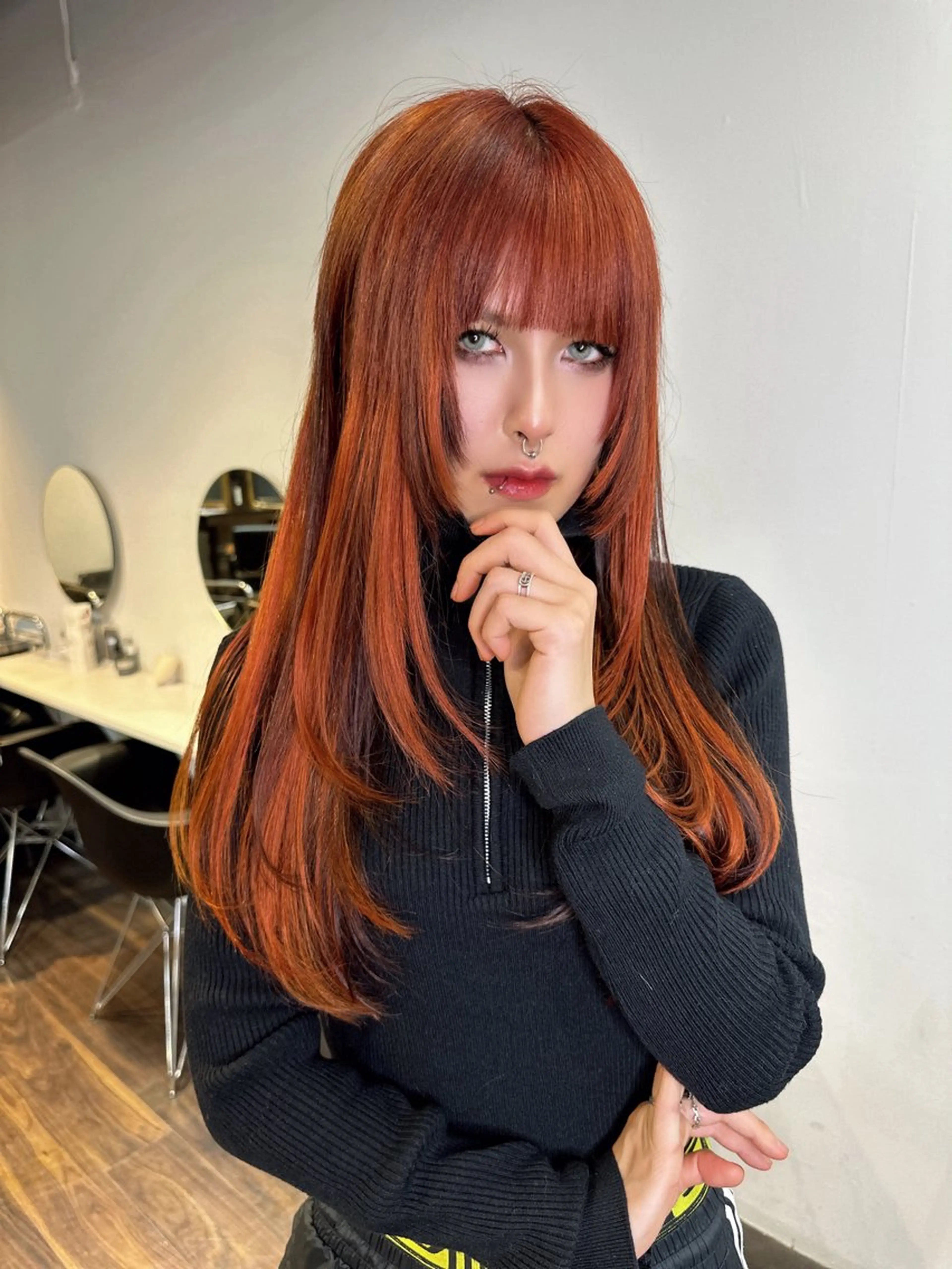 ロング カラー カット ヘアカラー トリートメント ワンホンヘア ケラチン/Kaitoのヘアスタイル