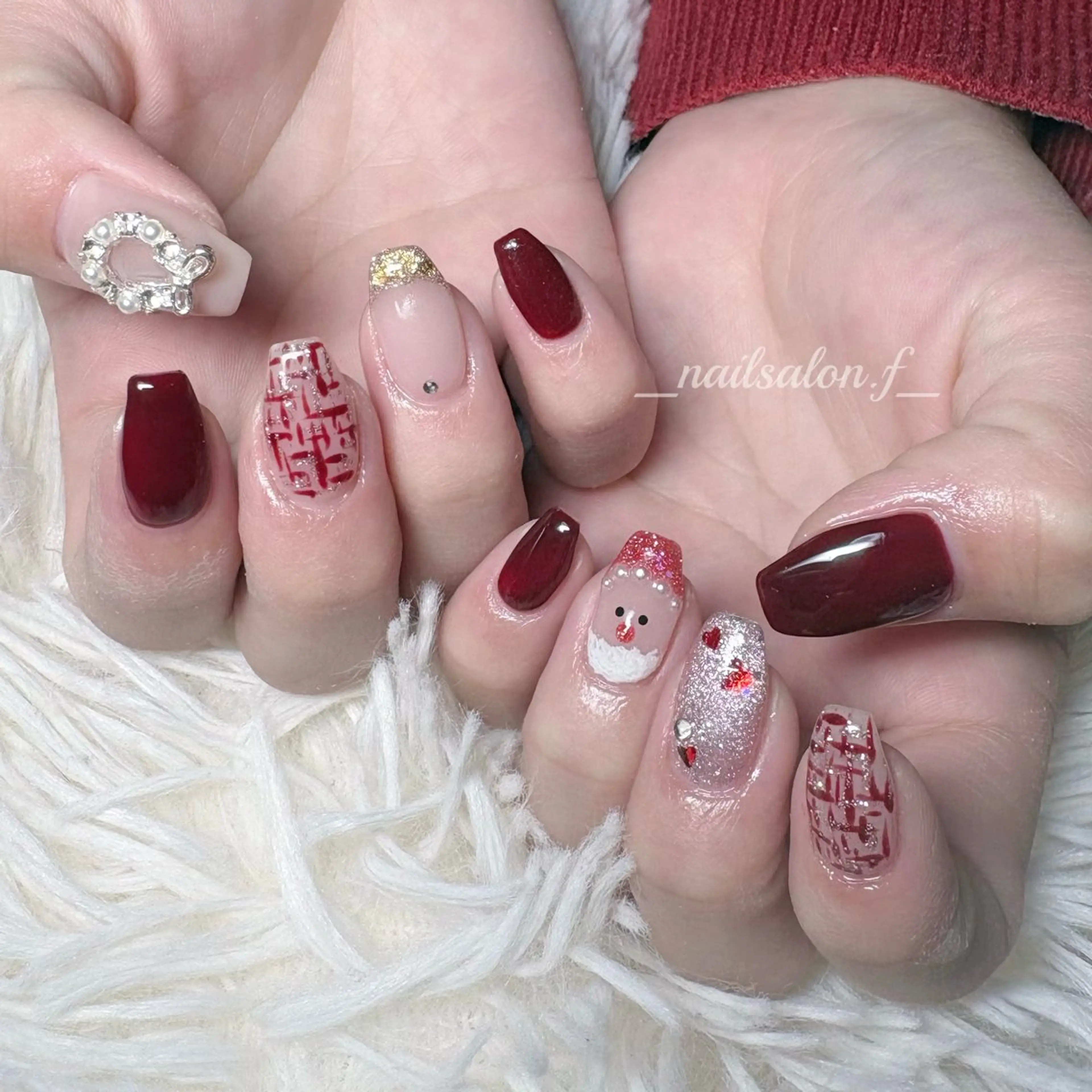 ネイル 冬ネイル クリスマス ハンドネイル Nailsalon Fのネイルデザイン