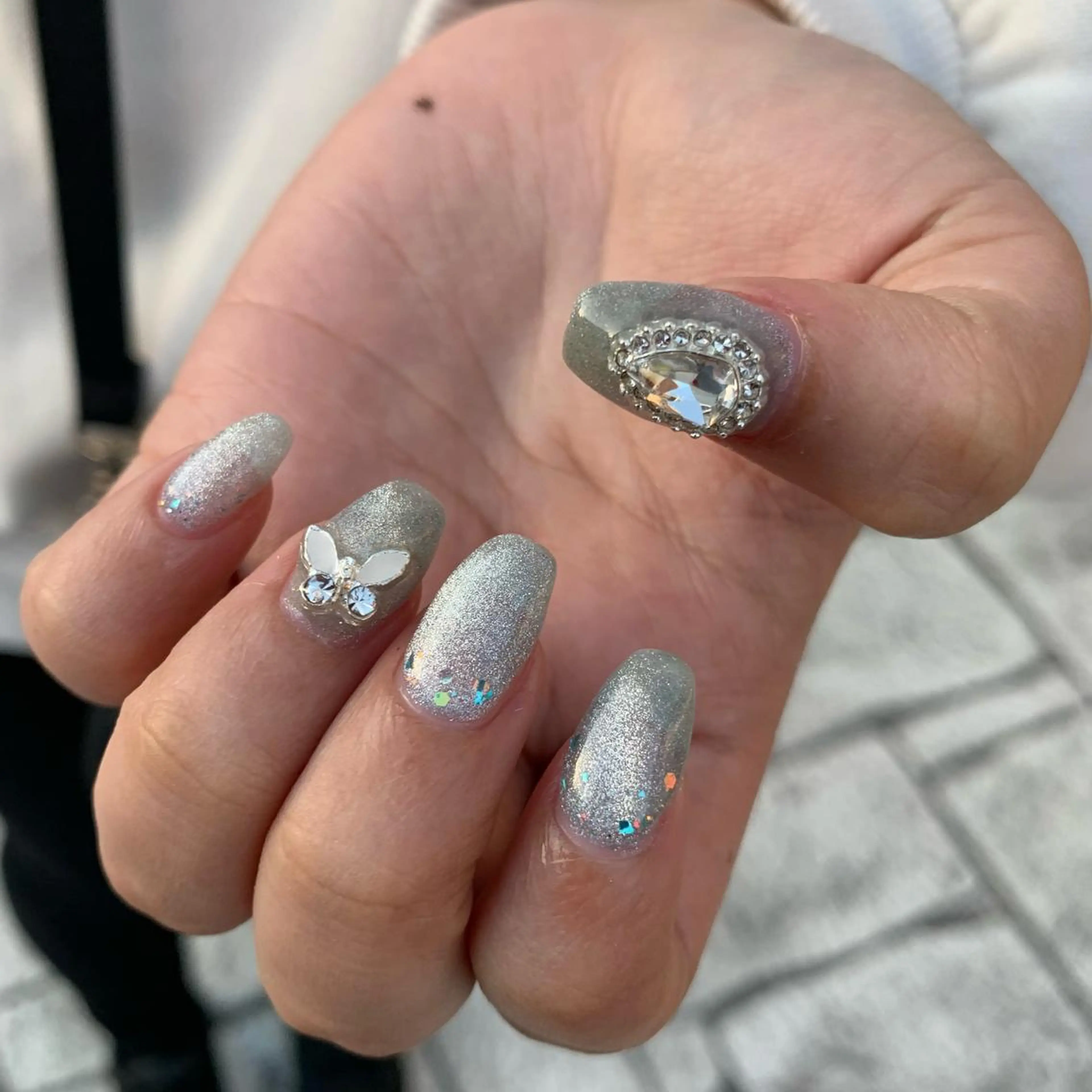 ネイル ラメ(グリッター) マグネットネイル スクエアネイル 冬ネイル クリスマス happiness nailのネイルデザイン