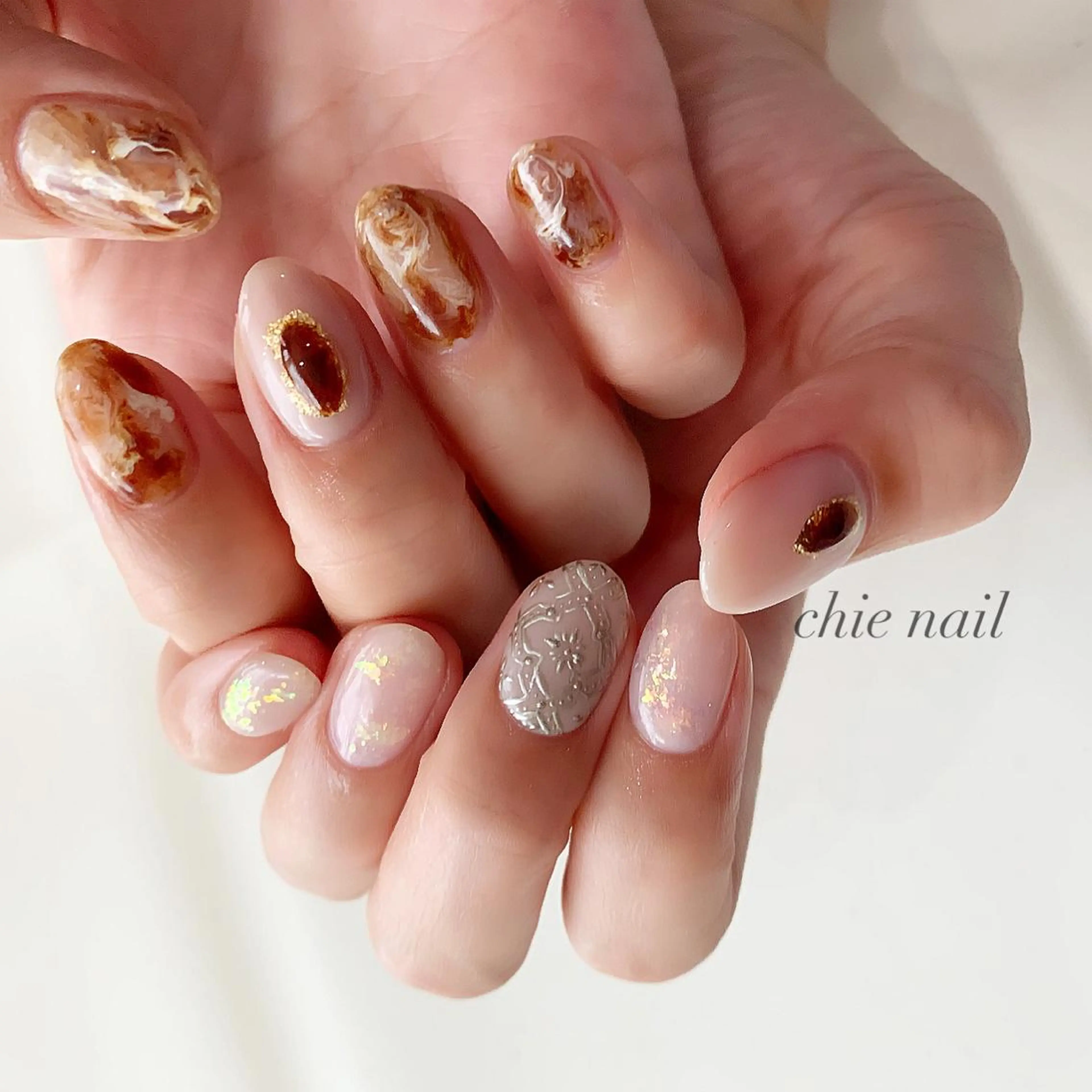 ネイル ブラウン ハンドネイル 森ノ宮❤︎ chieのネイルデザイン