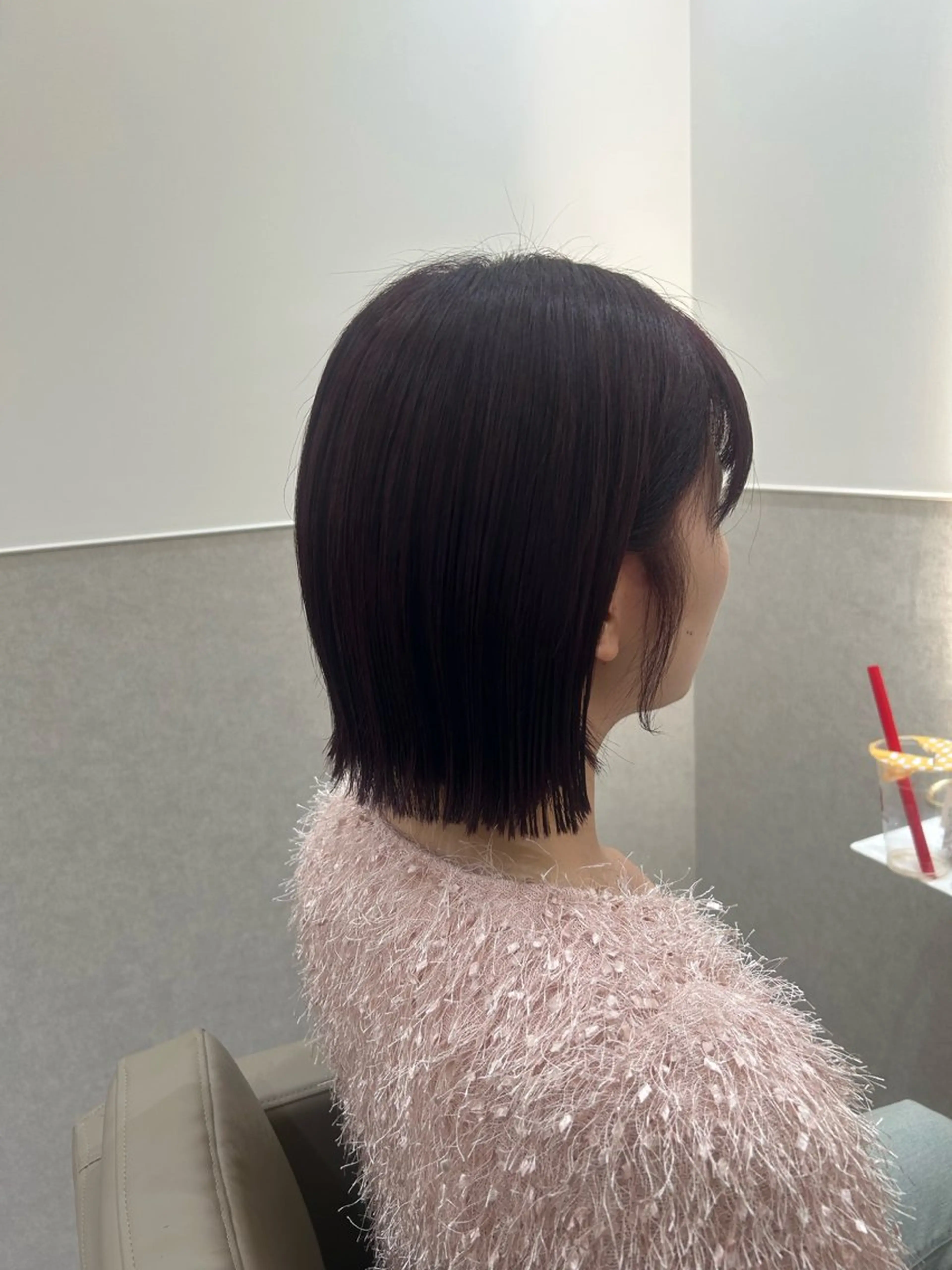 ショート カラー ボルドーカラー ボブ カット ヘアカラー 艶髪ストレート/ 透明感カラー/ひよりのヘアスタイル