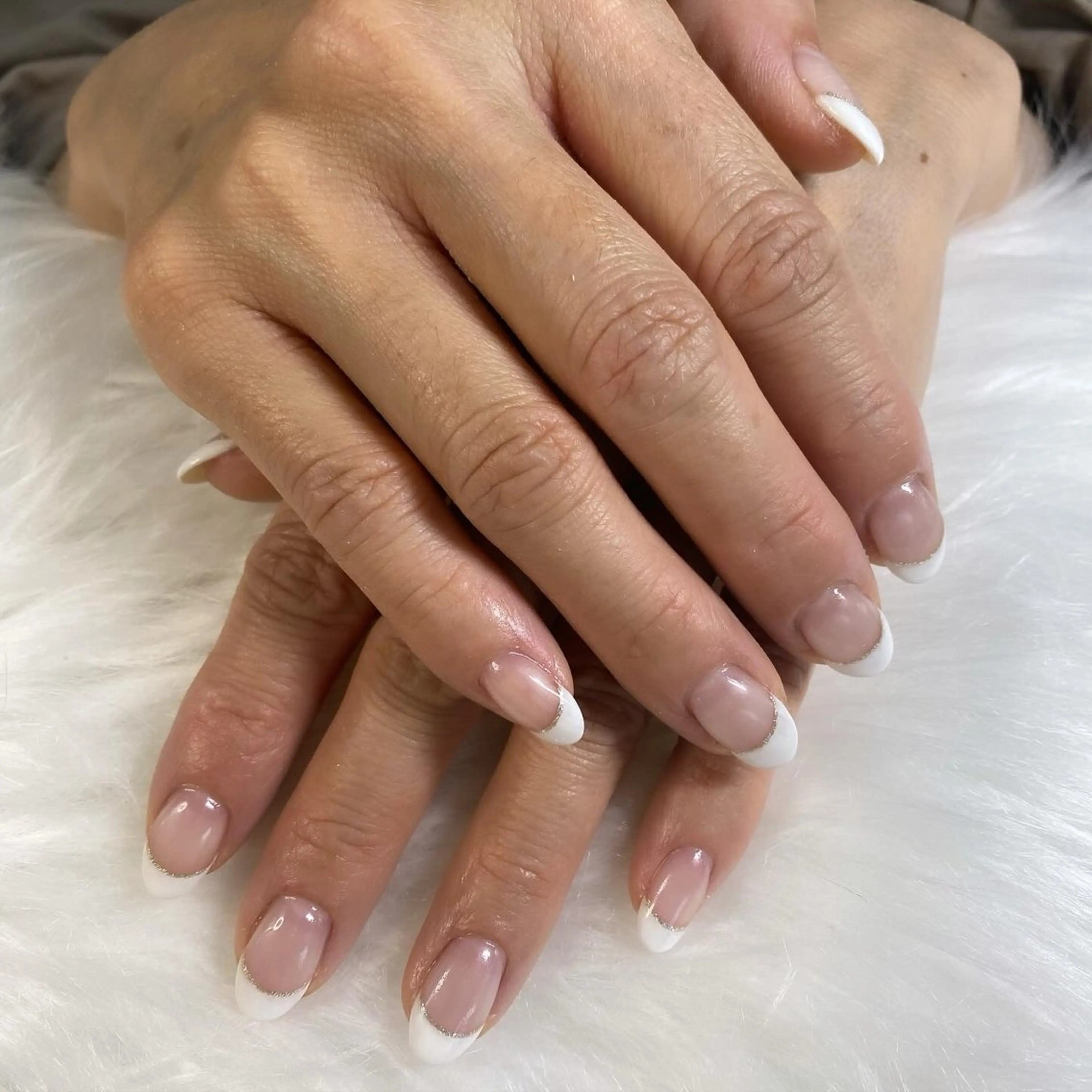 ネイル フレンチネイル ラメ(グリッター) デュアス R _宇都宮のネイルデザイン