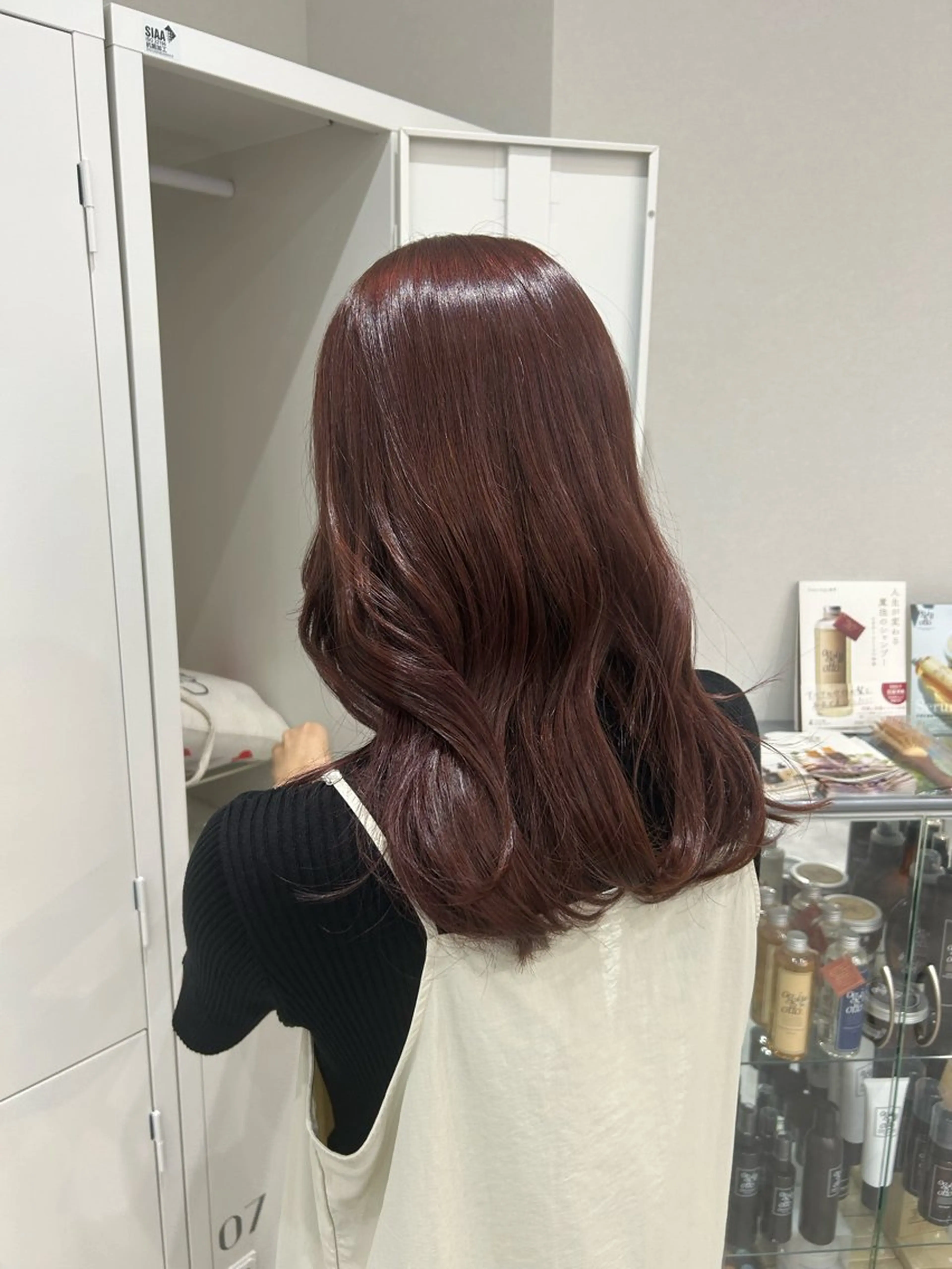 セミロング カラー ヘアアレンジ レッドカラー ヘアカラー ボブ /ニュアンス/ satomi🧸💖のヘアスタイル