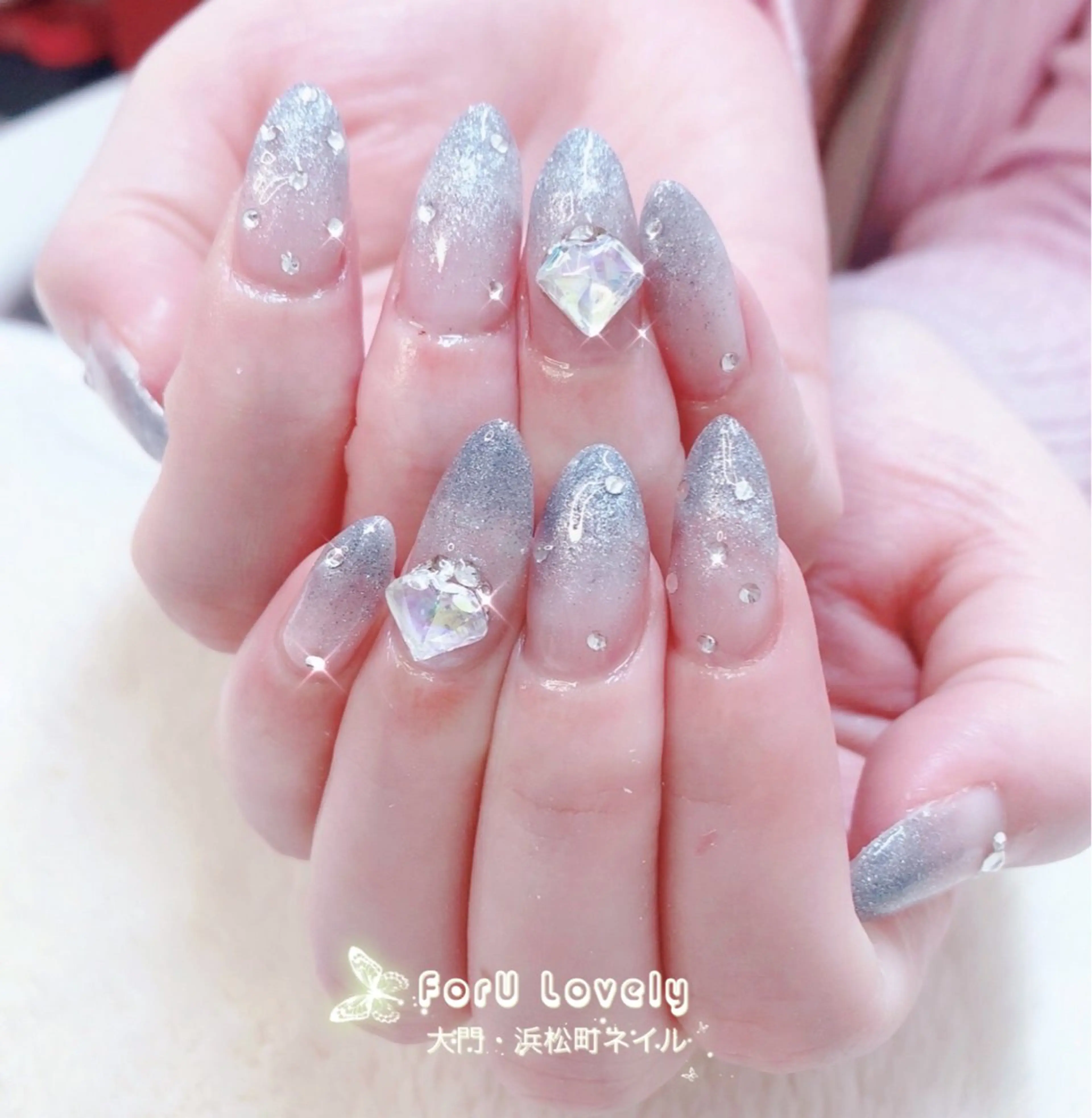 ネイル フレンチネイル ジェルネイル ガラスフレンチ グラデーション 韓国ネイル 大門浜松町 ネイルのネイルデザイン