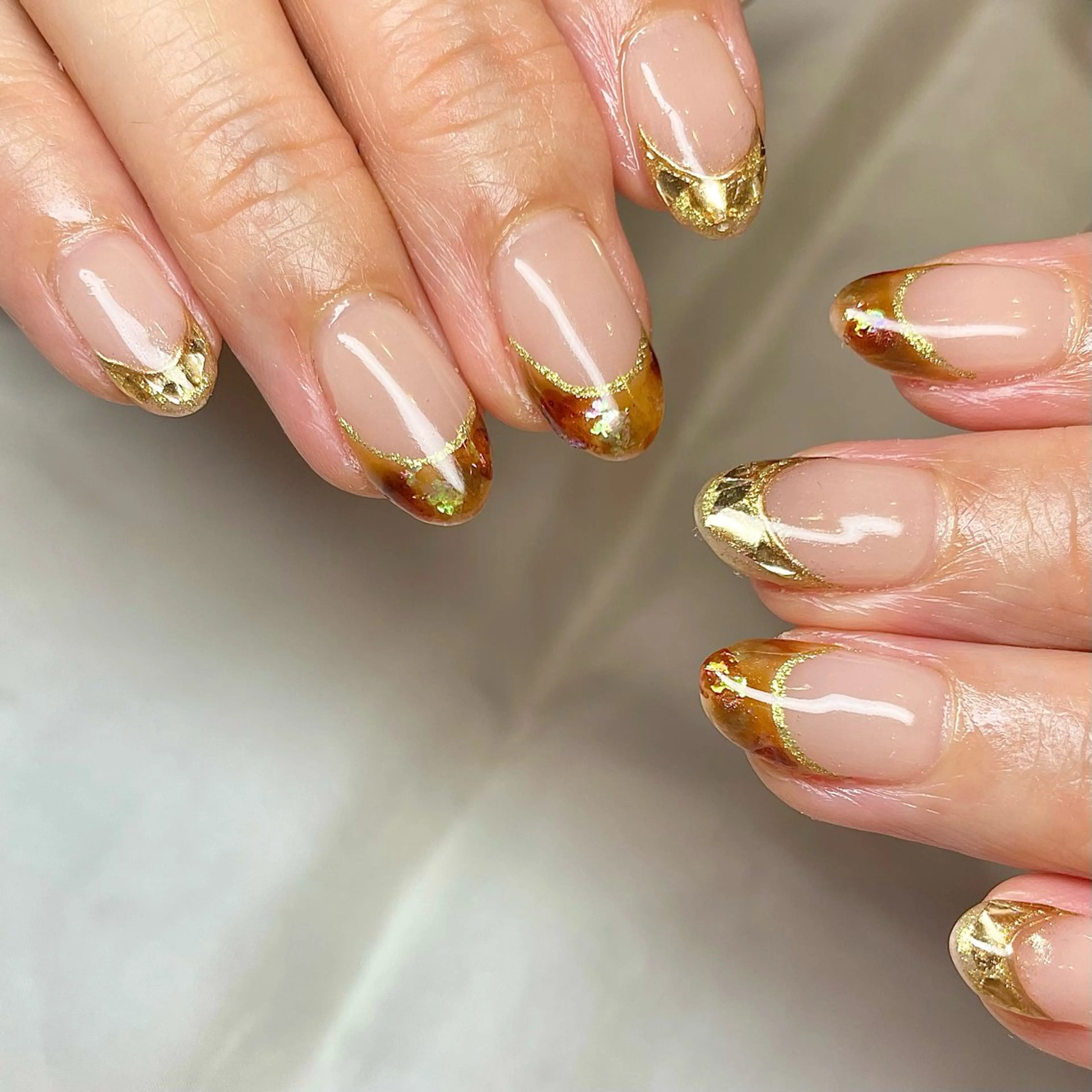 メンズ ネイル べっ甲ネイル フレンチネイル ガラスフレンチ nail&eye Aoのマツエク・マツパデザイン