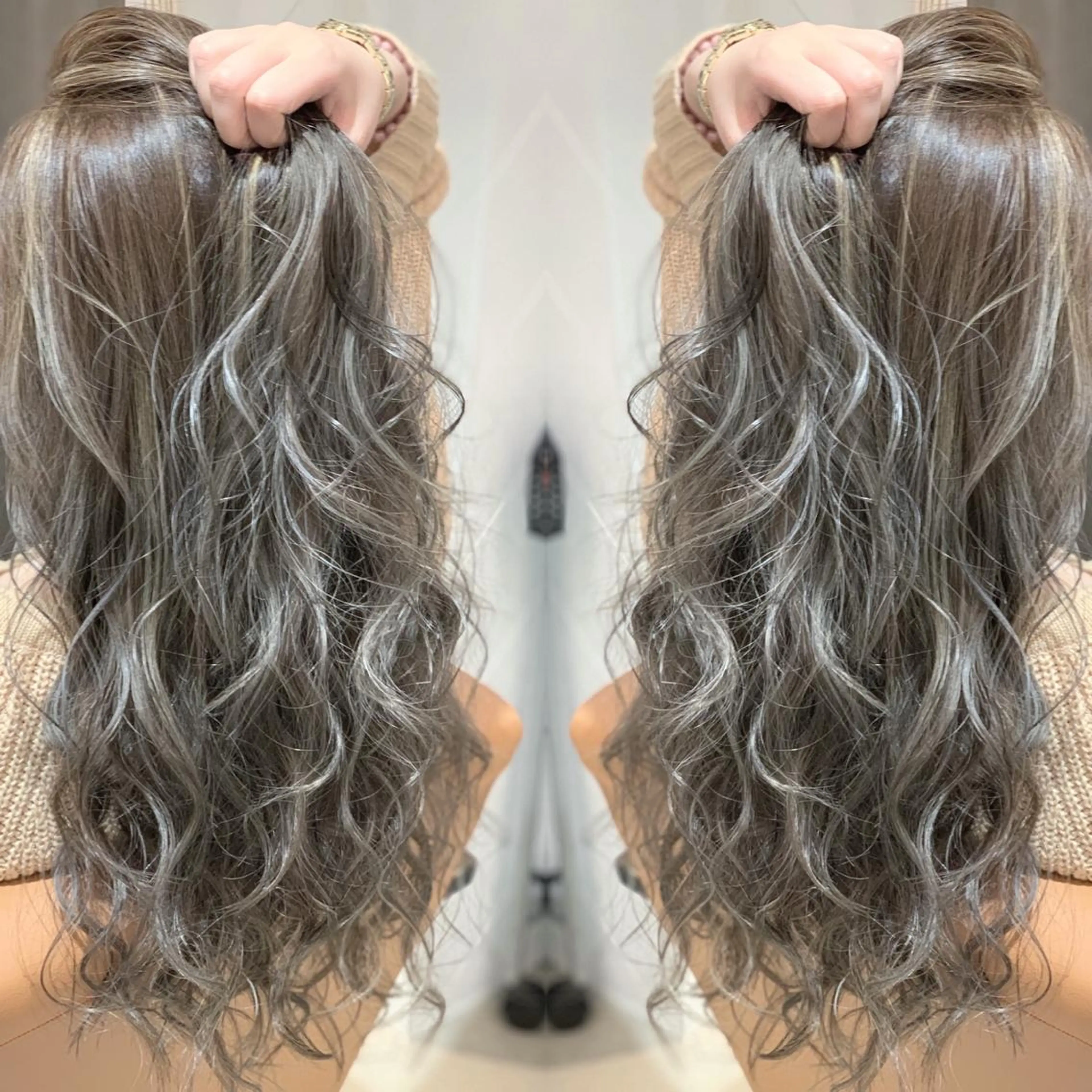 ロング カラー ヘアアレンジ 髪質改善×ハイトーン 中田啄也のヘアスタイル