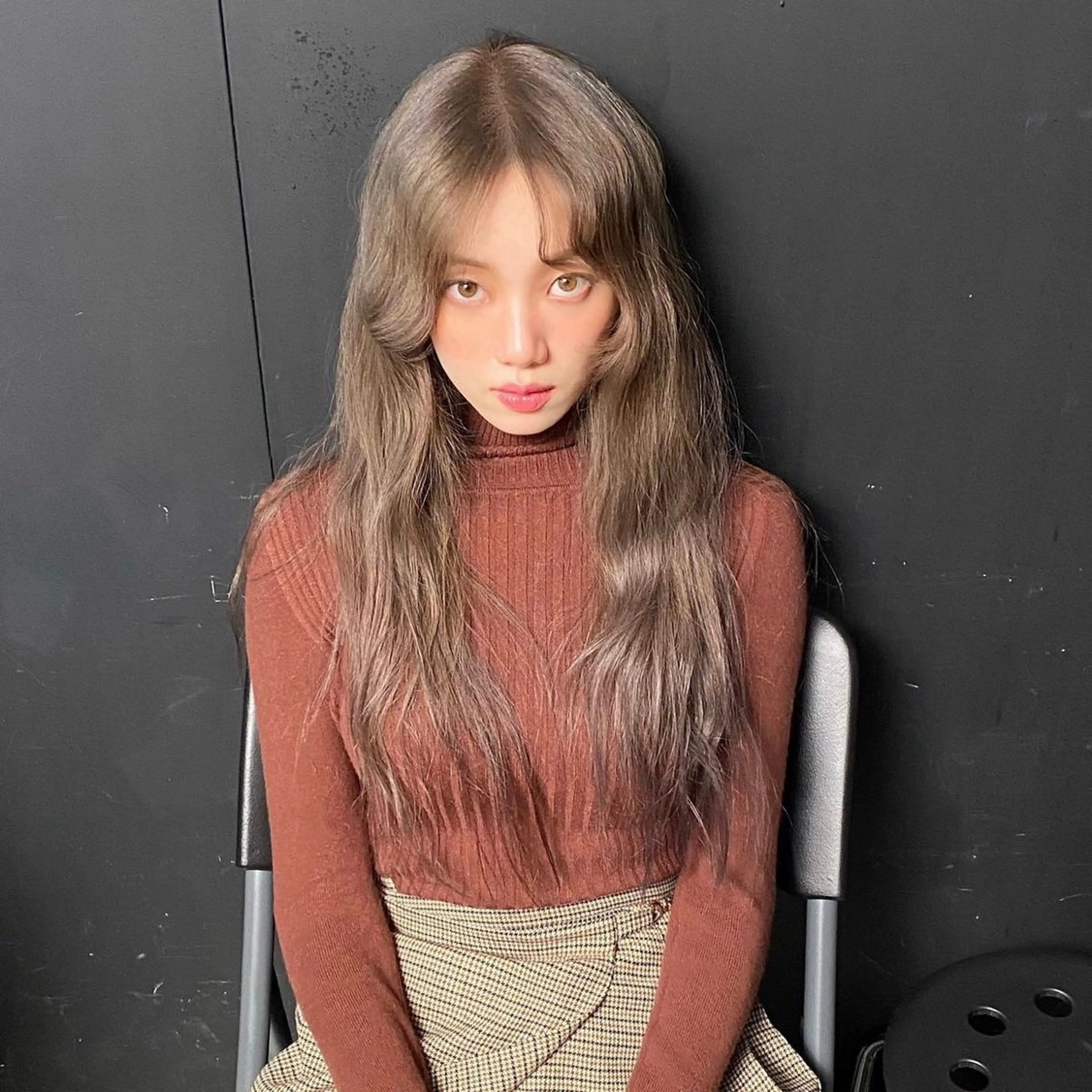 ロング カラー 透明感カラー 顔まわりレイヤー 顔周りカット レイヤーカット ヘアカラー トリートメント nonoka オリーブ/グレージュのヘアスタイル