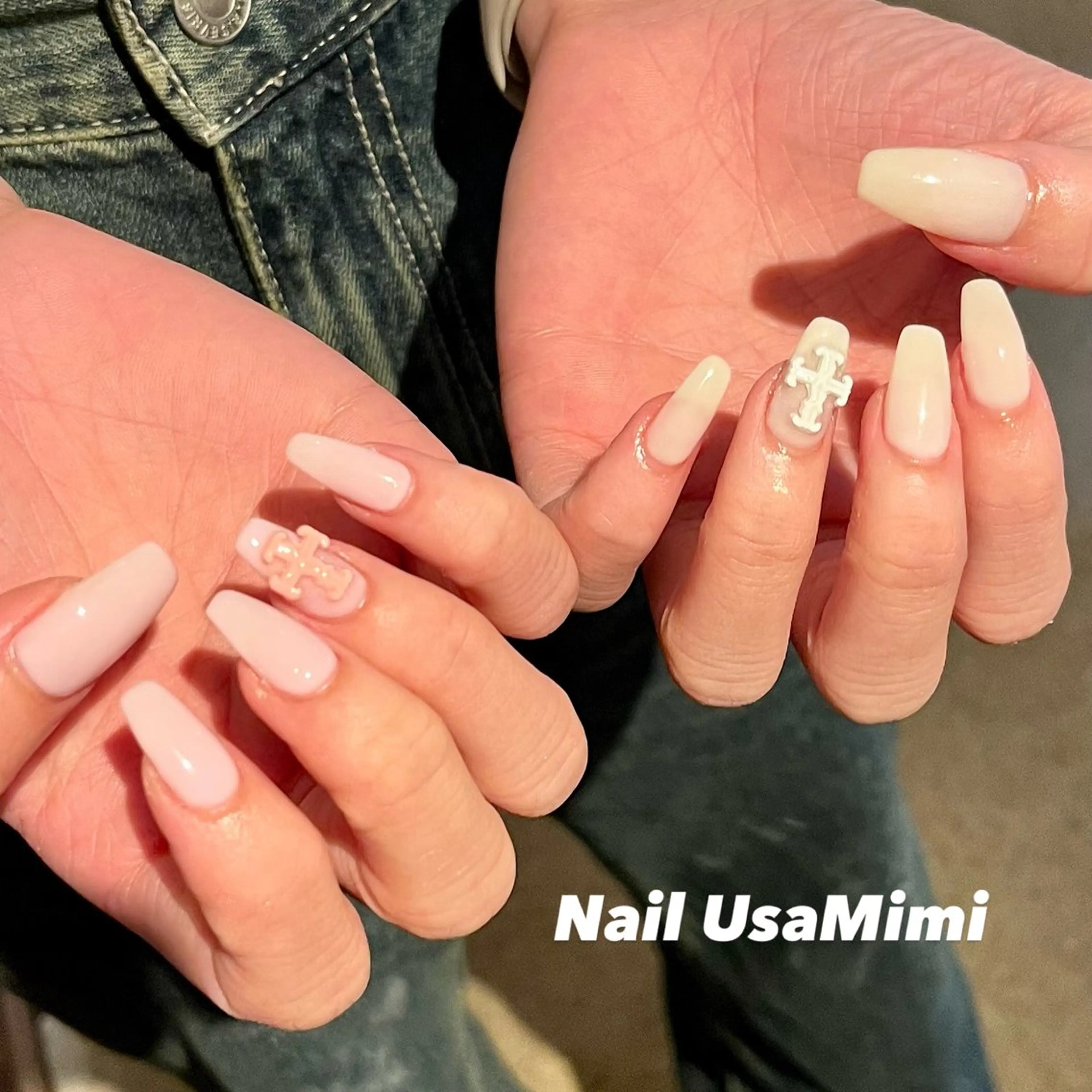 ネイル ピンク ホワイト ハンドネイル Nail Usa Mimi ASAKOのネイルデザイン