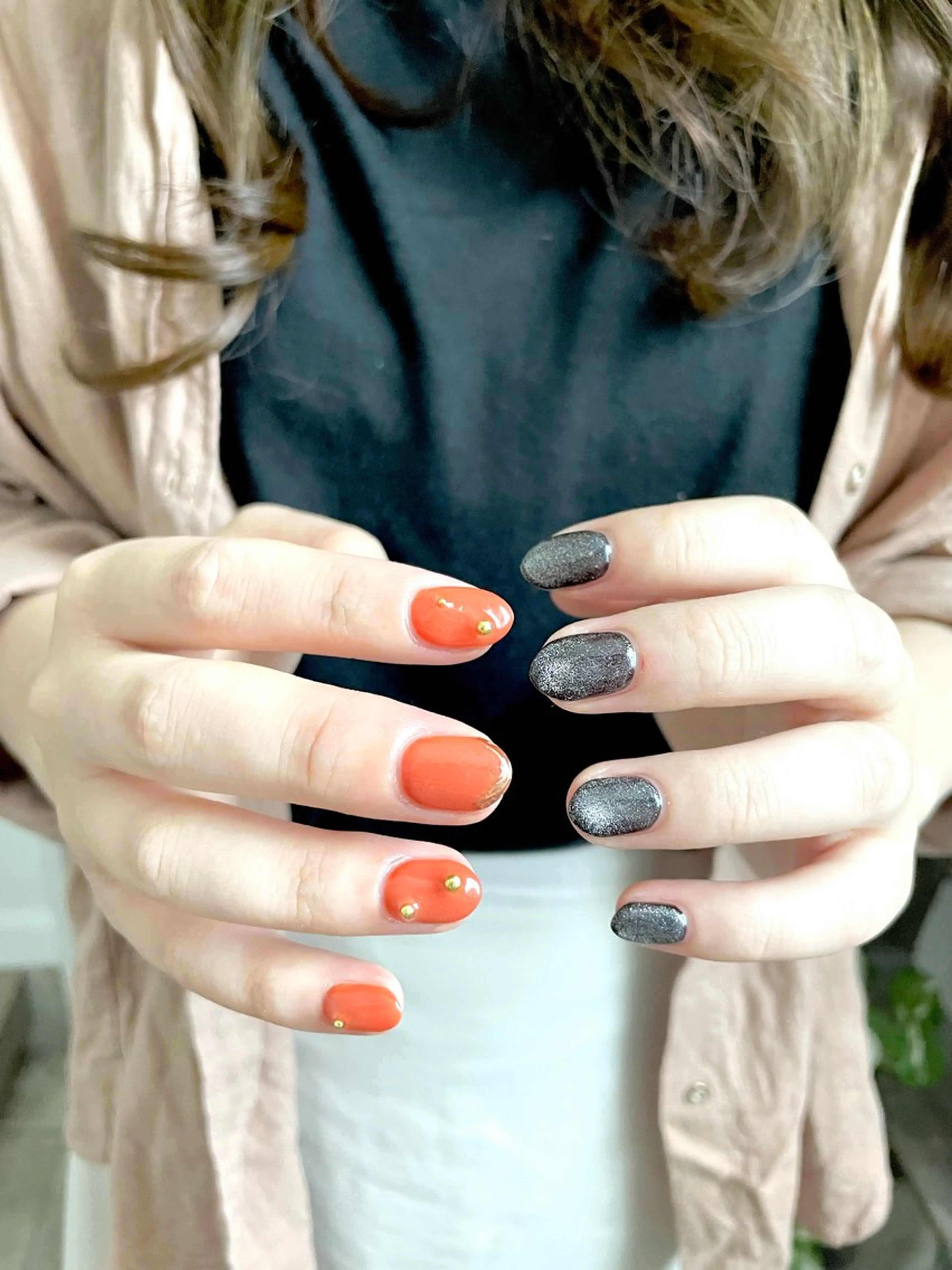 ネイル アートネイル マグネットネイル ハンドネイル 甲府市徳行 🧸prunelleのネイルデザイン