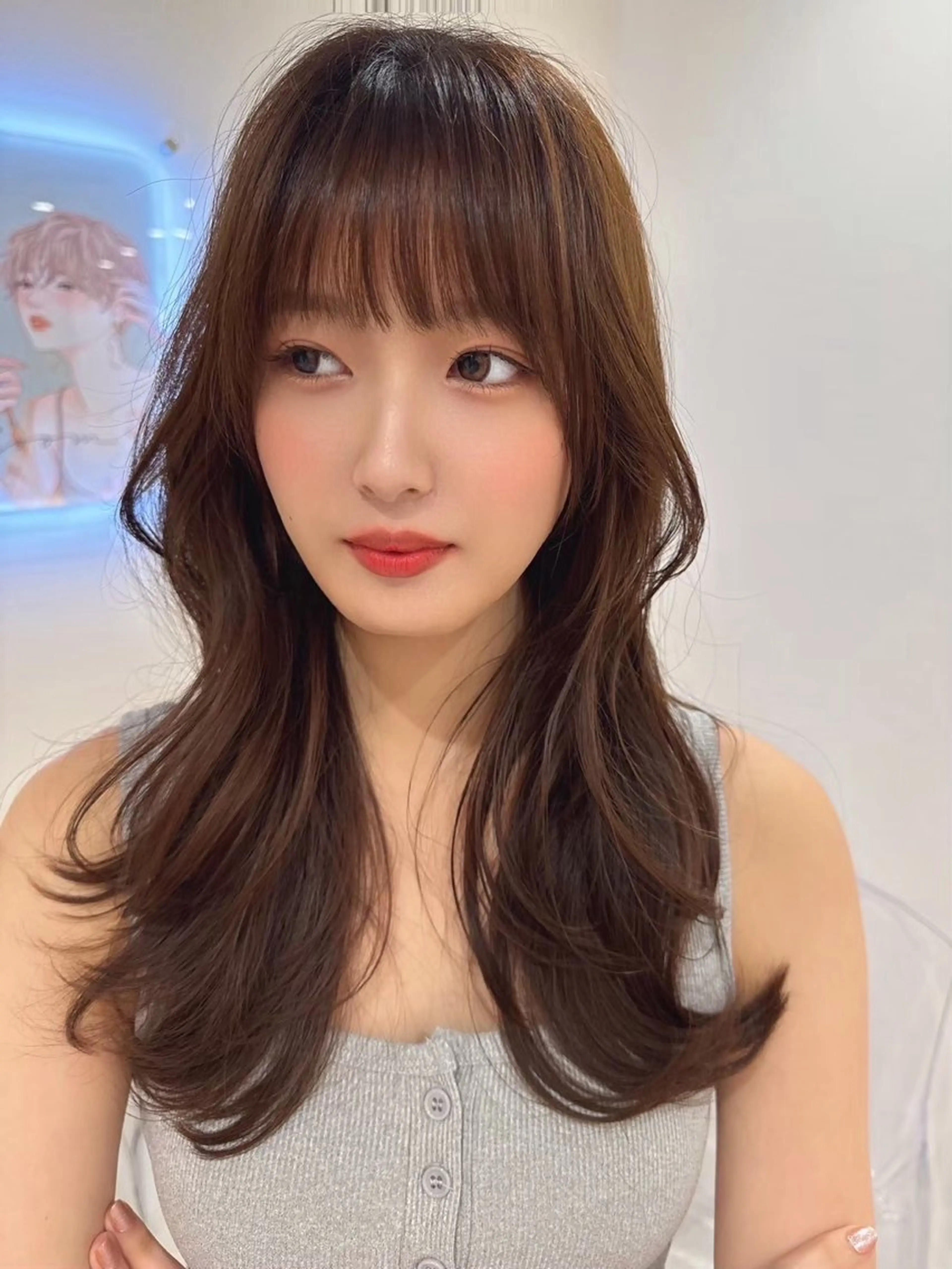 ミディアム カラー ブリーチ ブリーチなしカラー 髪質改善 レイヤーカット 縮毛矯正 カット ヘアカラー トリートメント 【透明感ヘア】 吉村　清志のヘアスタイル