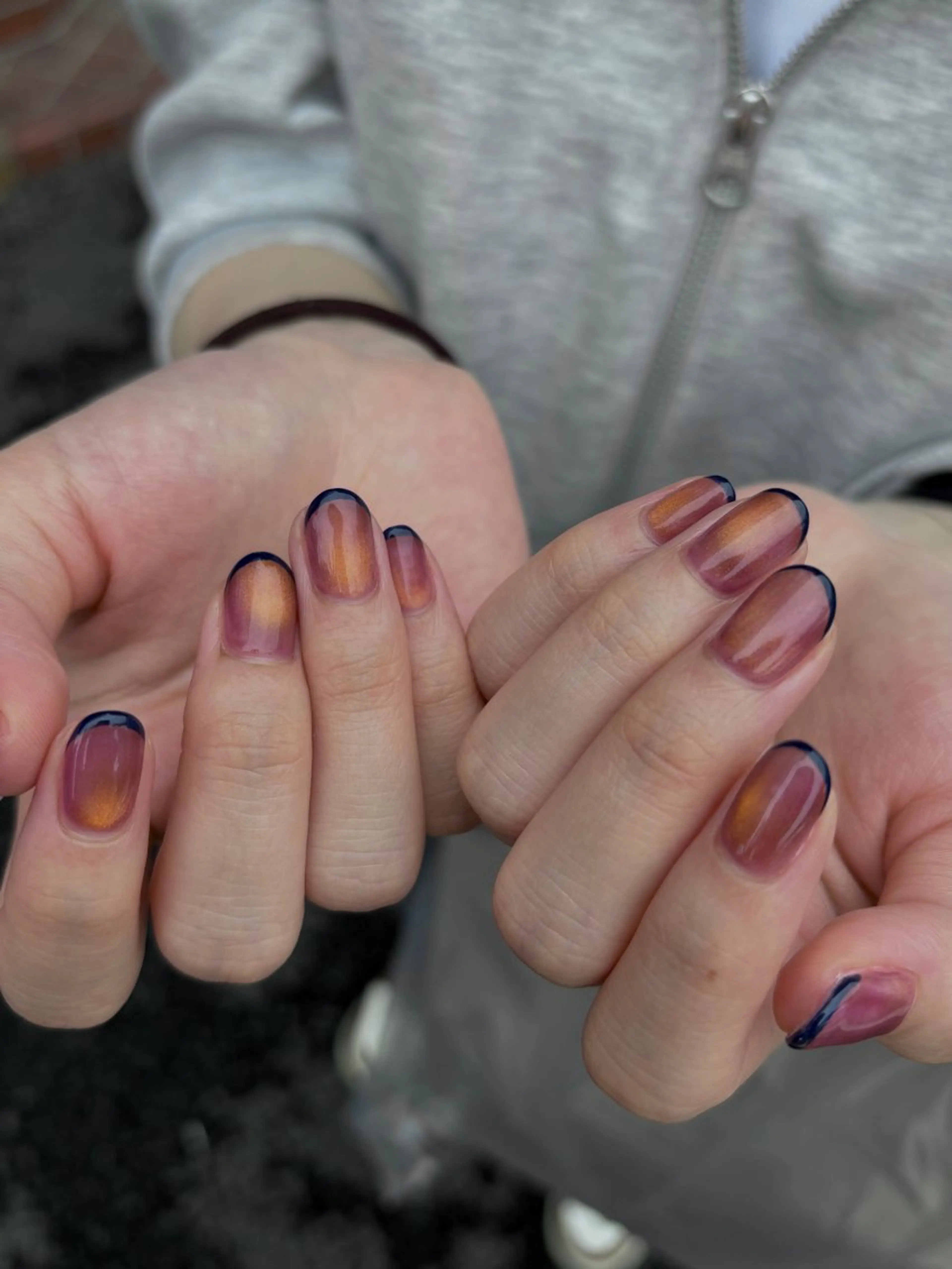 ネイル ドット フレンチネイル マグネットネイル オレンジ パープル acs.n所属・ネイル，耳つぼ 風間すみれのその他イメージ