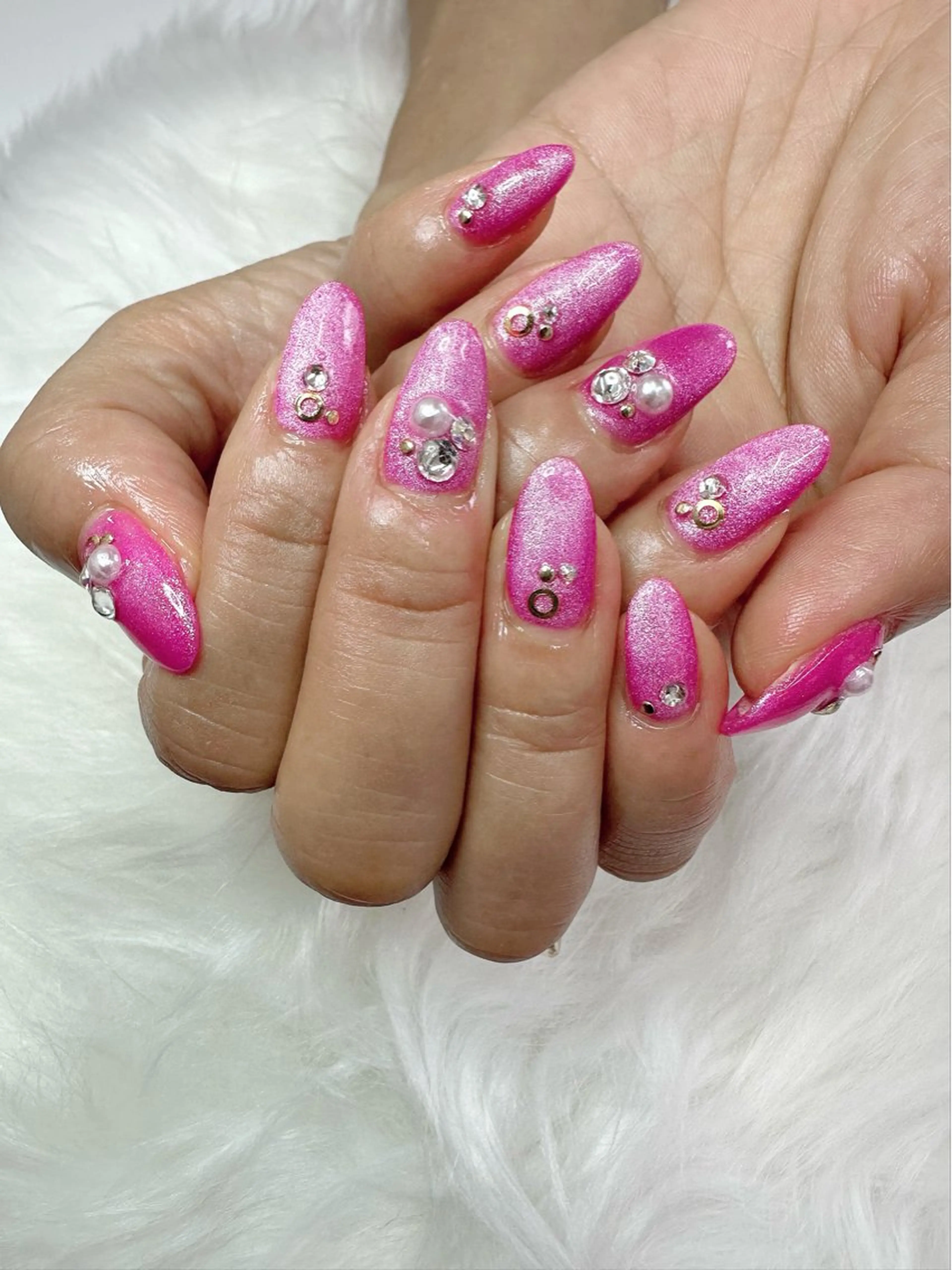 ネイル ジェルネイル マグネットネイル ピンク ハンドネイル M Hのその他イメージ