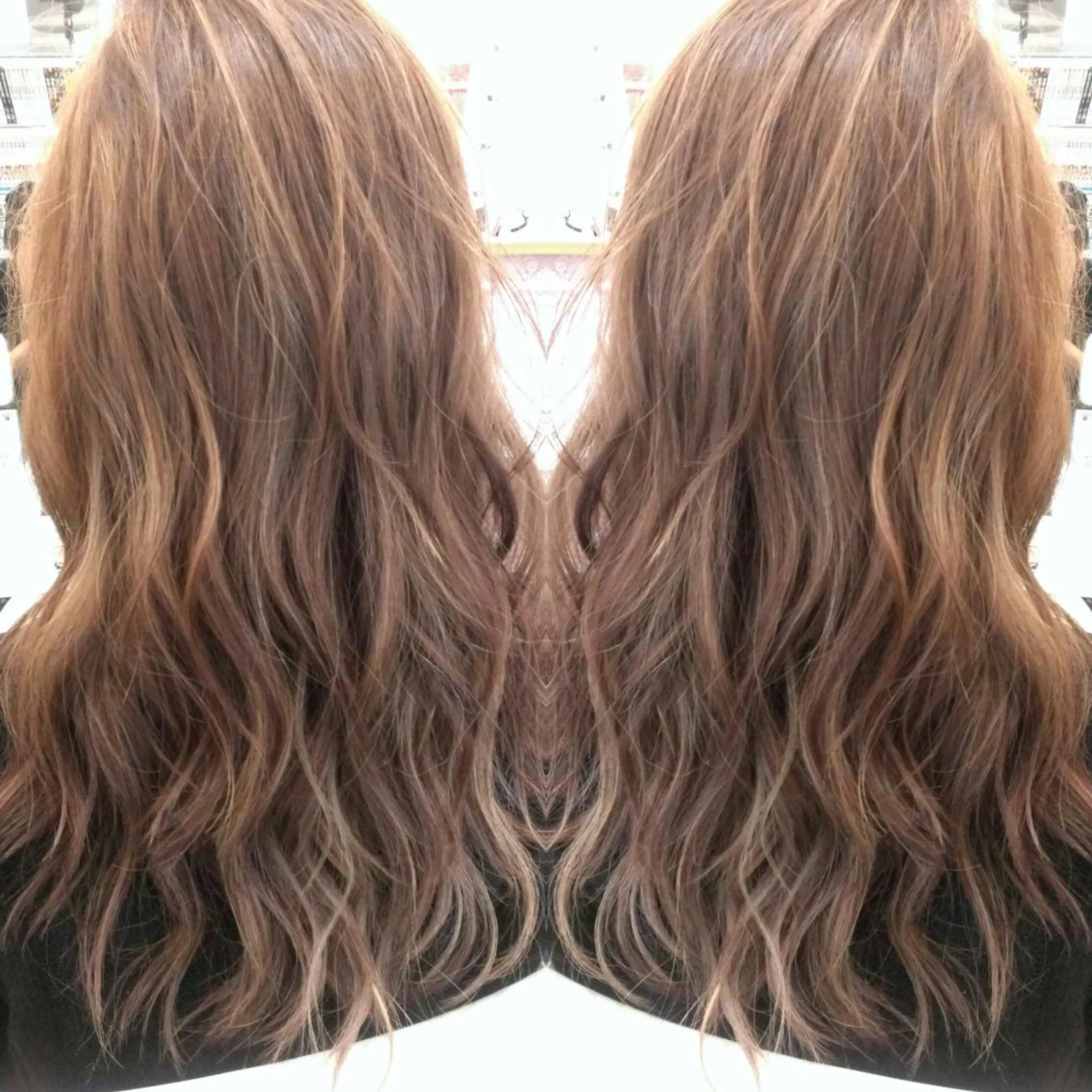 セミロング カラー ベージュカラー ハイライトカラー ハイライト ヘアカラー エクステ 植田 /エクステ /ブリーチ/髪質改善のヘアスタイル