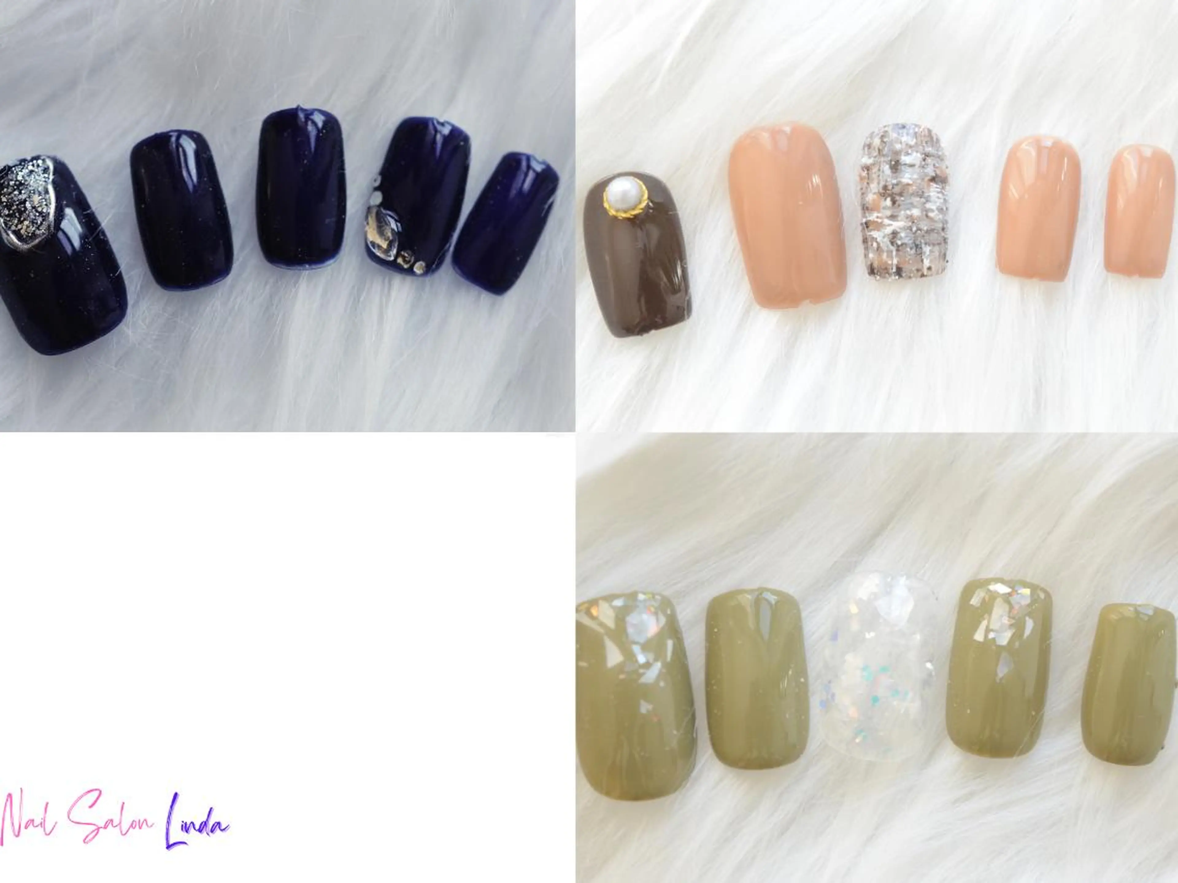 ネイル アートネイル ストーンネイル 冬ネイル Nail Salon Lindaのネイルデザイン