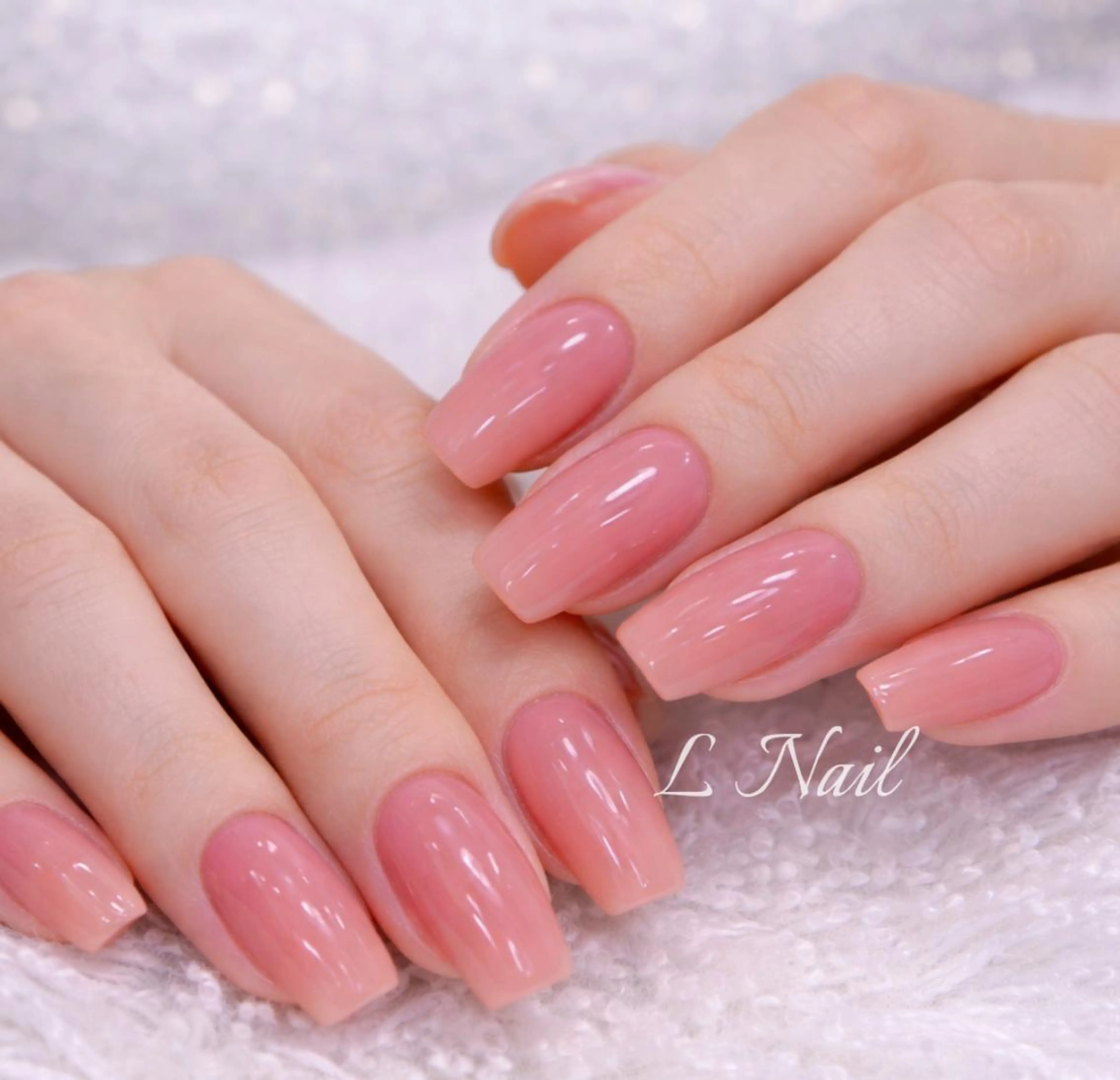 ネイル ドット ジェルネイル ガーリー レース リボン L Nailのネイルデザイン