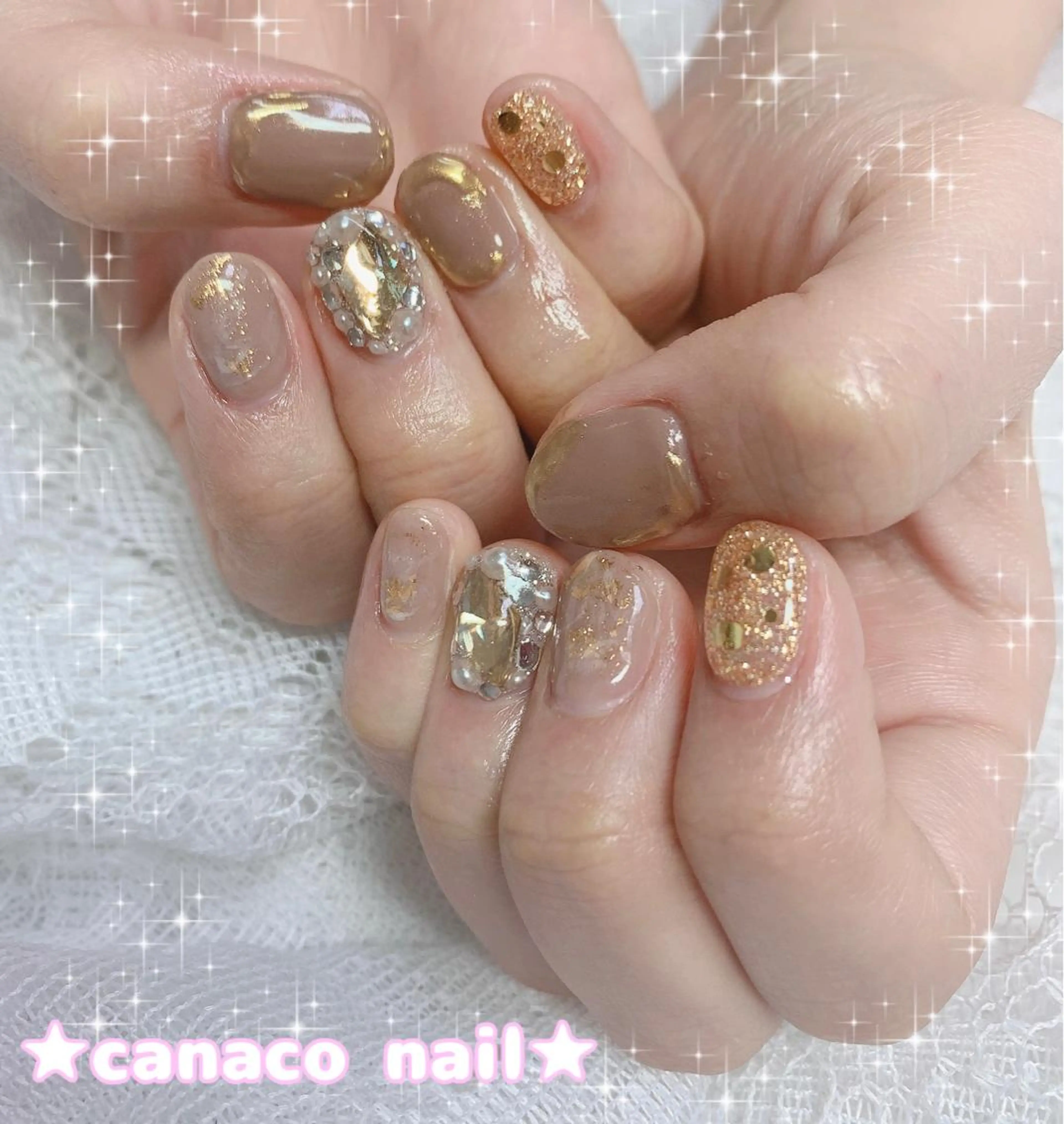 ネイル アートネイル ブラウン ジェルネイル ミラーネイル オフィスネイル ハンドネイル ハンドケア Felice所属・ベテランネイル cnc  nailのネイルデザイン