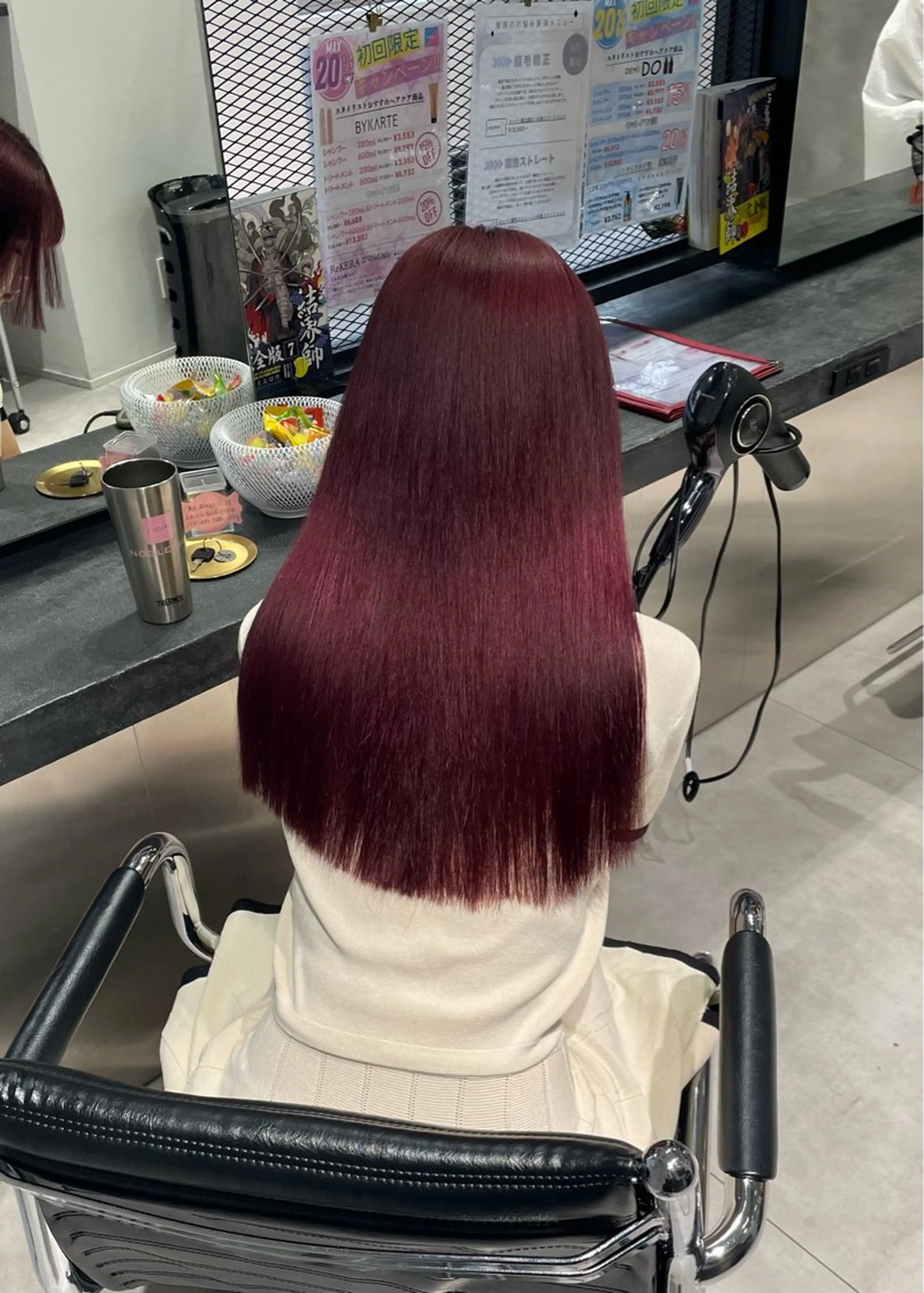 セミロング カラー レッドカラー ヘアカラー トリートメント 💝透明感/ブリーチ /れい💝のヘアスタイル