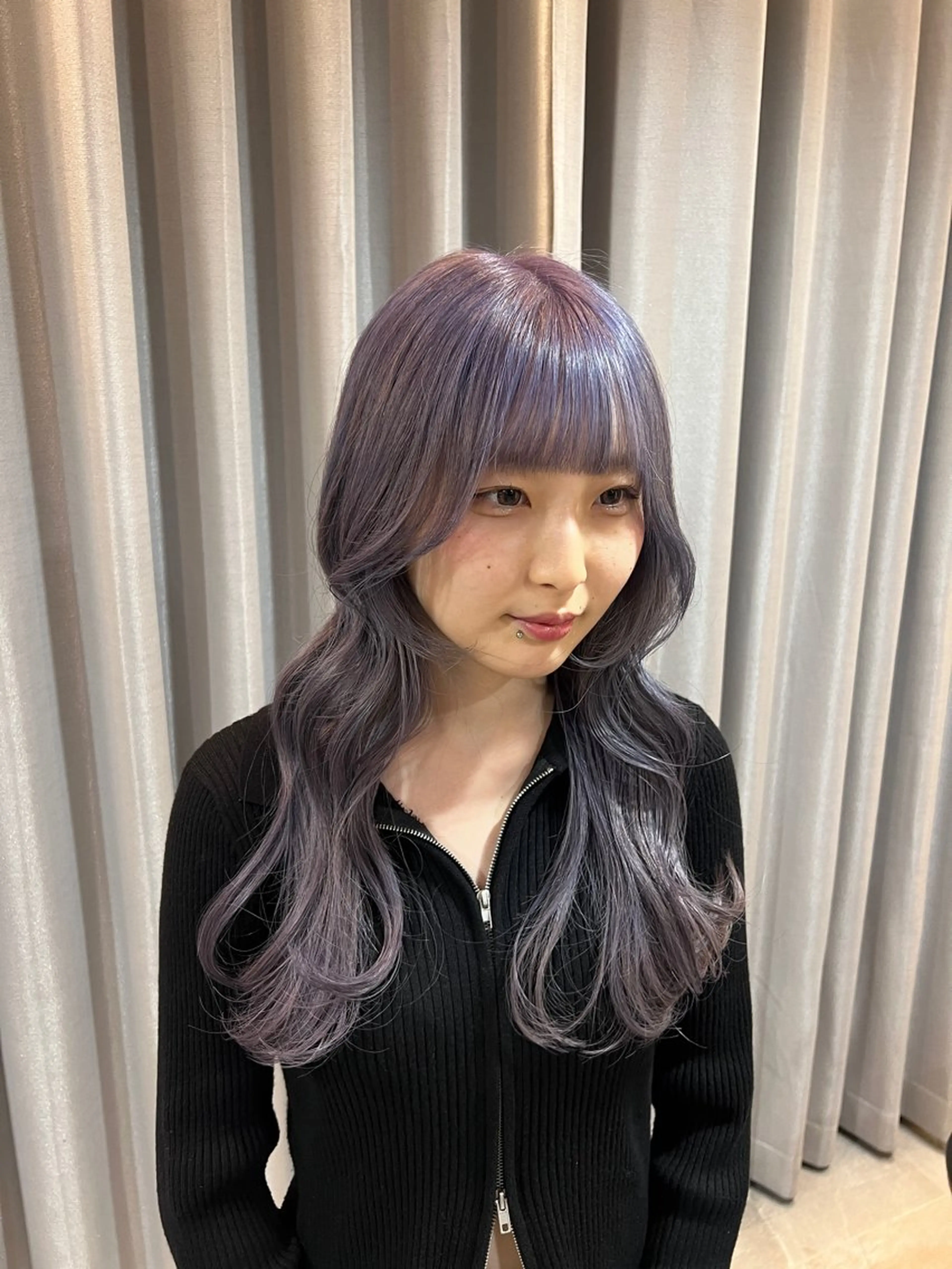 ロング カラー ブルーカラー ブルーバイオレット バイオレットカラー beleefric 🩵黒木芽衣のヘアスタイル
