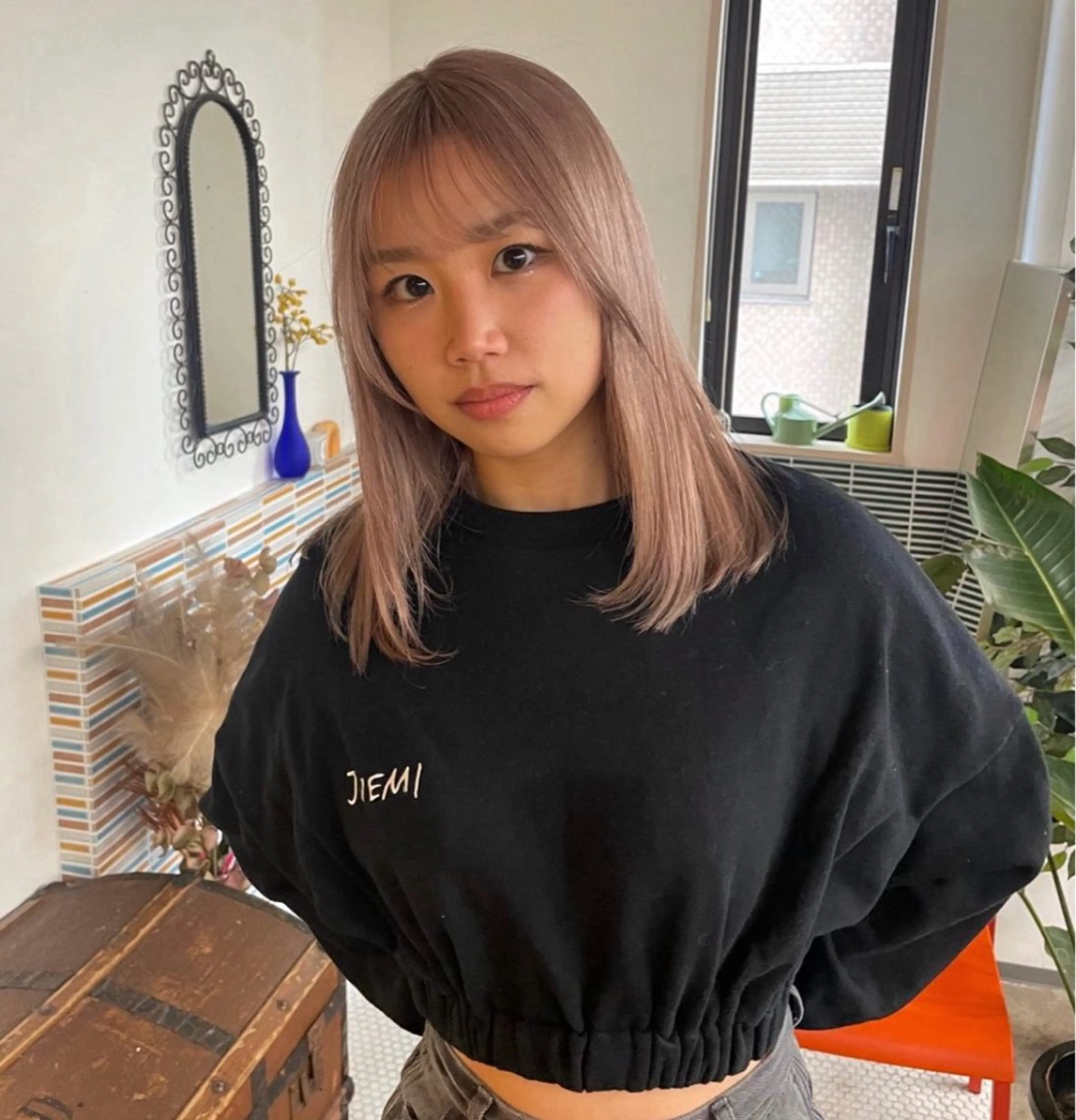 セミロング カラー ベージュカラー ブリーチ ホワイトベージュ ブリーチ矯正/ ブリーチ特化mikaのヘアスタイル