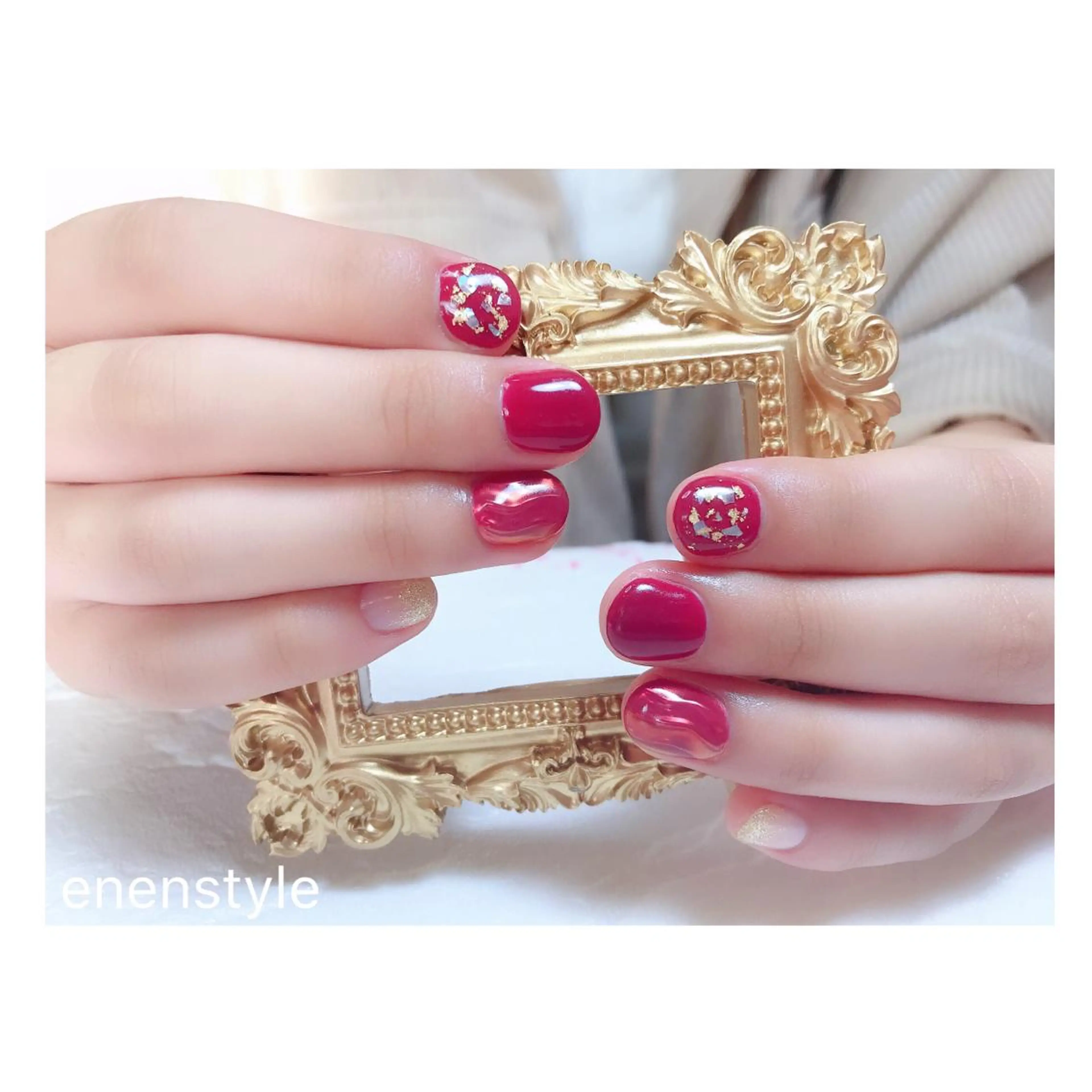 ショート ネイル ジェルネイル グラデーション ラメ(グリッター) ミラーネイル ニュアンスネイル ハンドネイル 👑enen style👑のネイルデザイン