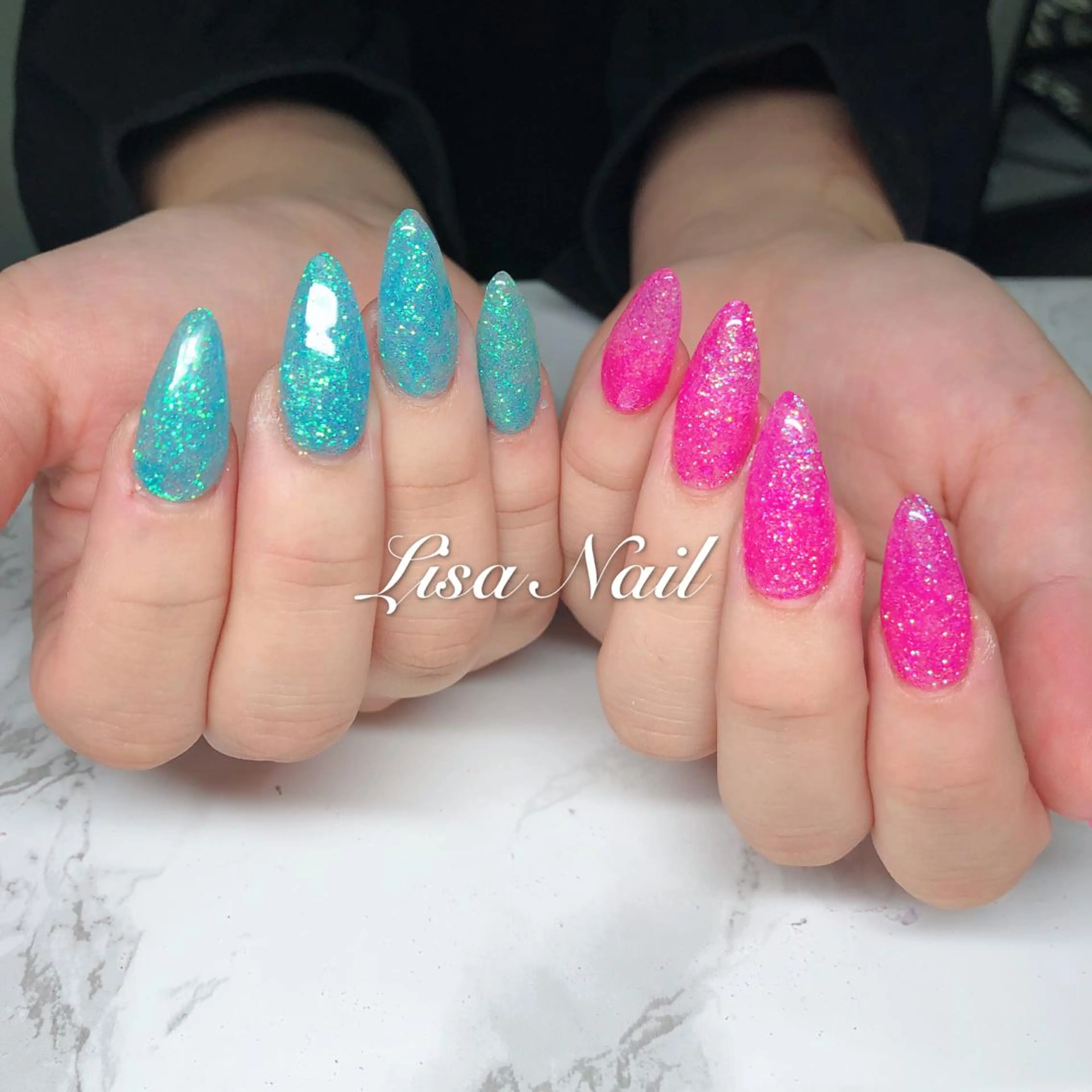 ネイル ラメ(グリッター) ワンカラーネイル スカルプネイル 🎀 RI🎀のネイルデザイン