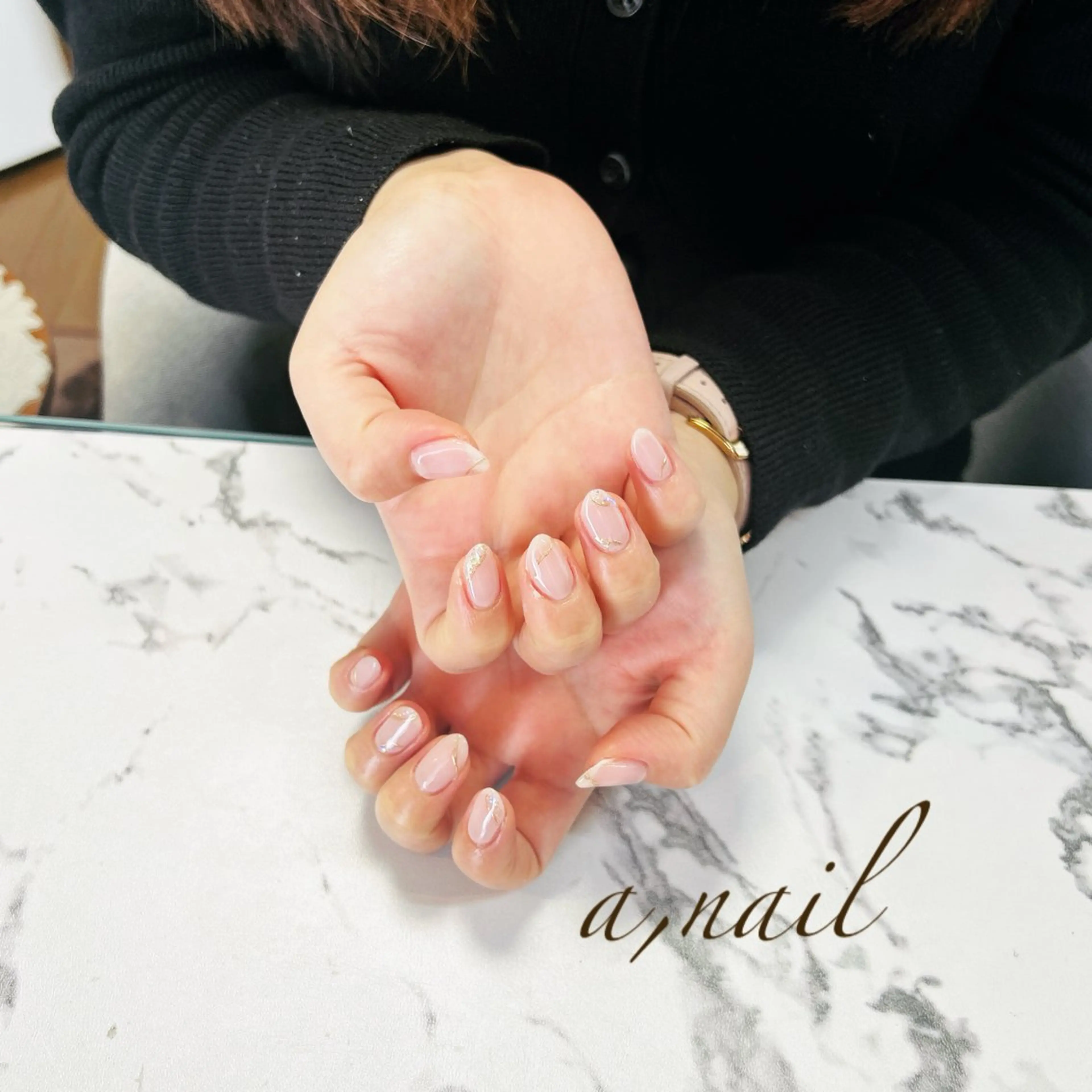 ネイル オーロラネイル キラキラネイル ミラーネイル オフィスネイル シンプルネイル ハンドネイル ネイルサロン エーネイルのネイルデザイン