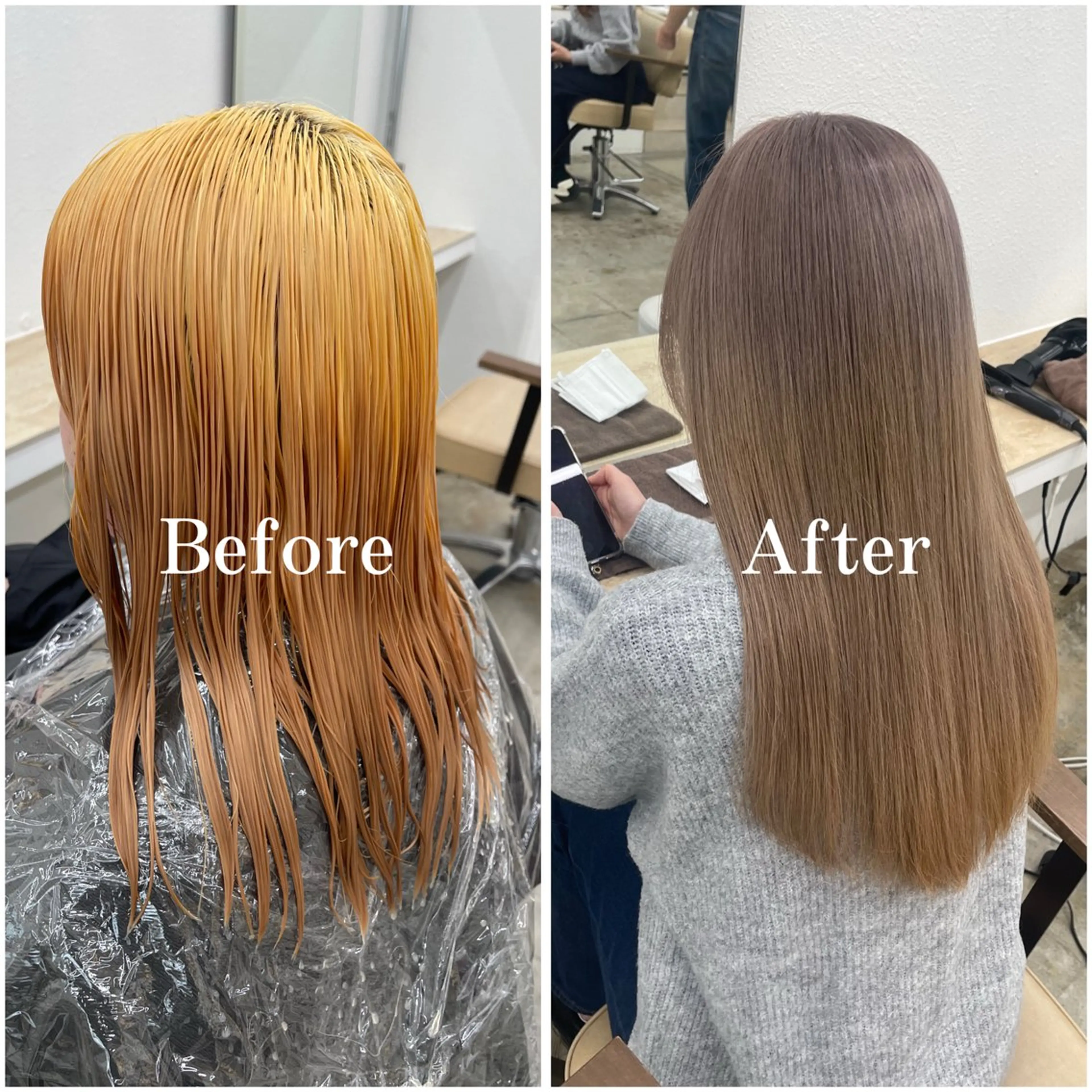 ロング カラー ブリーチ デザインカラー 似合わせカット 縮毛矯正 ヘアカラー ムラ修正/ ハイトーン💖Riaのヘアスタイル