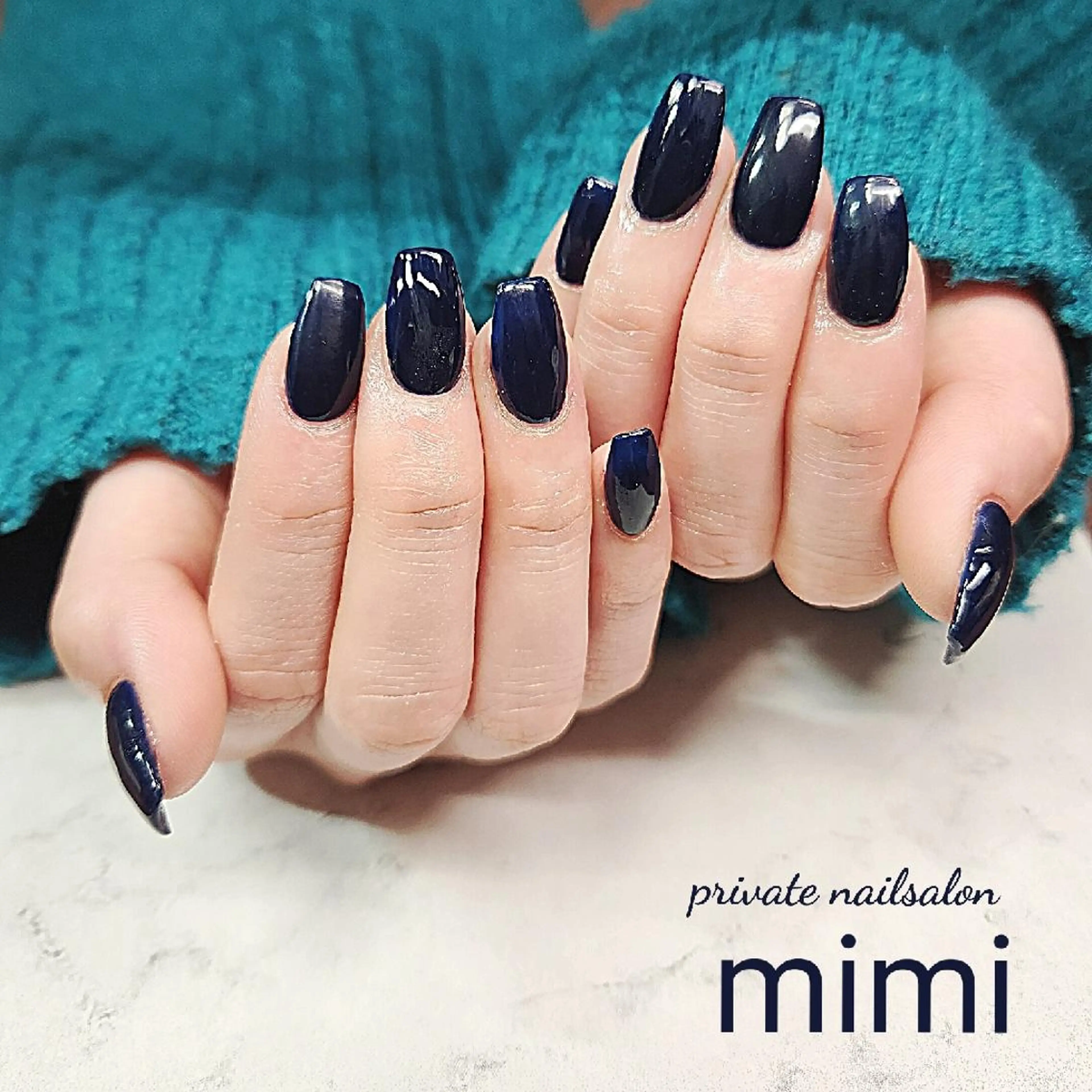 ネイル ジェルネイル ネイビー シンプルネイル ハンドネイル 博多ネイル ｍｉｍｉのネイルデザイン