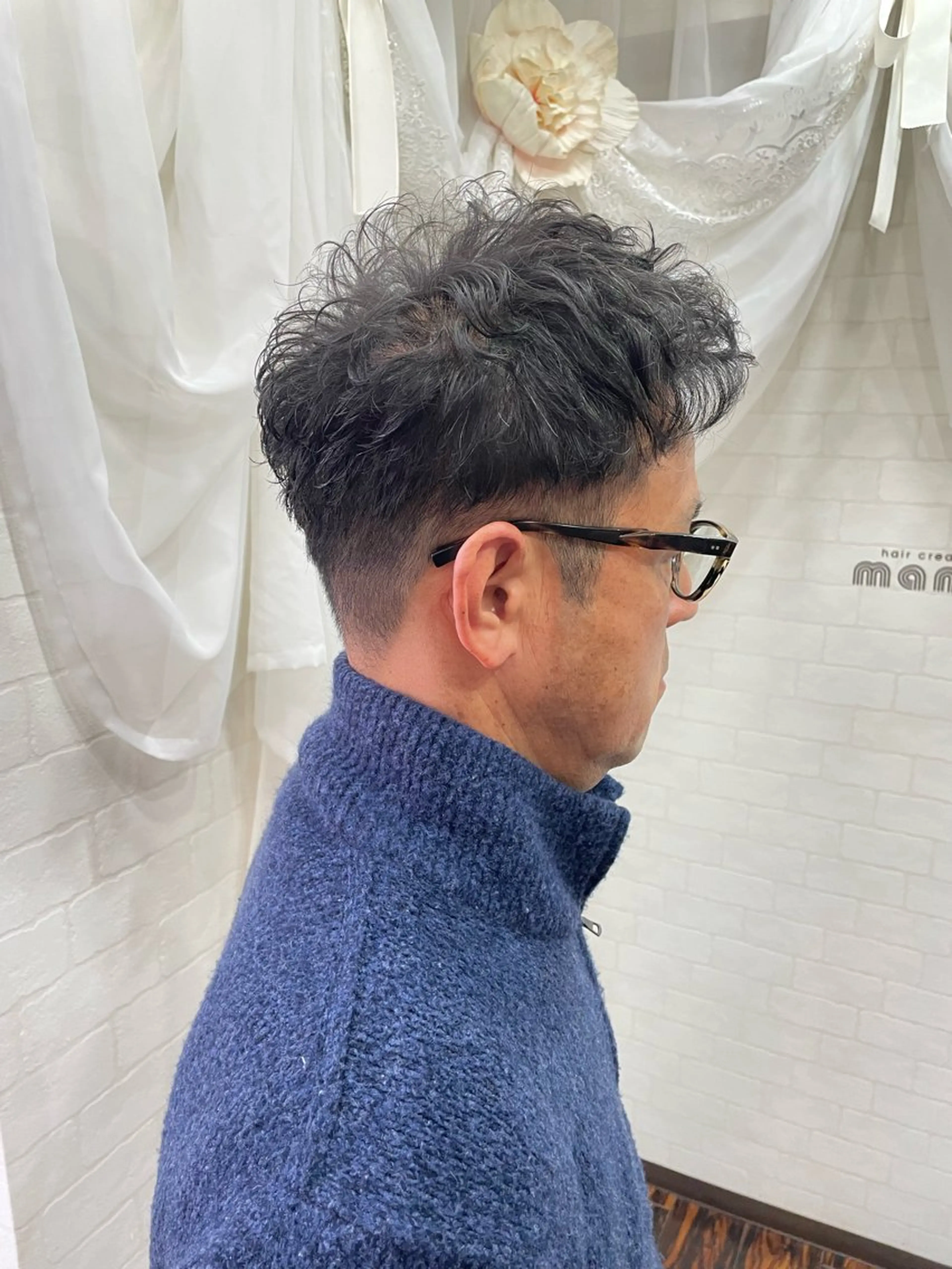 ショート パーマ メンズ アップバング メンズパーマ Hair create Mano所属・堀一樹/ メンズヘア/パーマのヘアスタイル