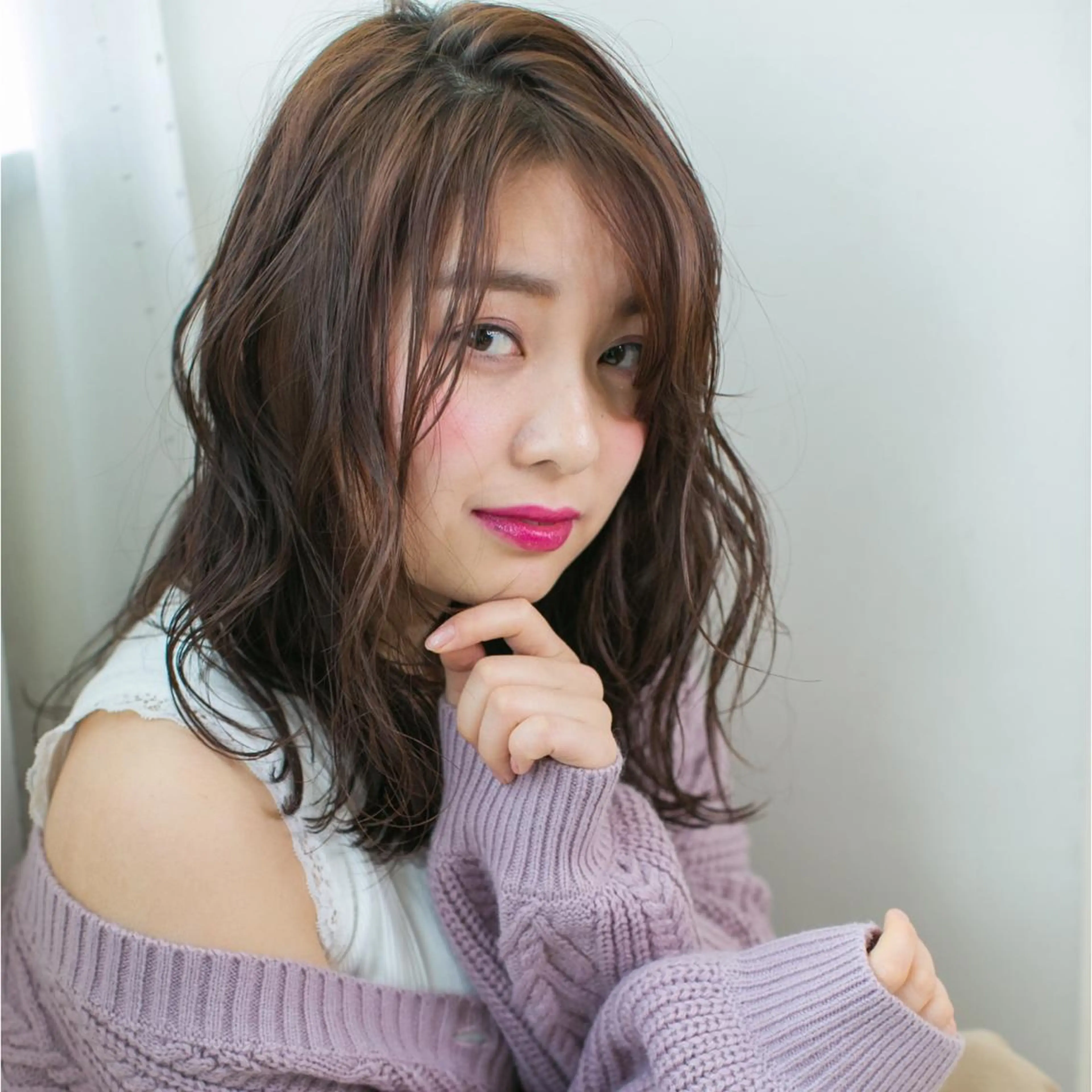 セミロング カラー カット ヘアカラー トリートメント ボブウルフ／ボブ Satsuki【名駅のヘアスタイル