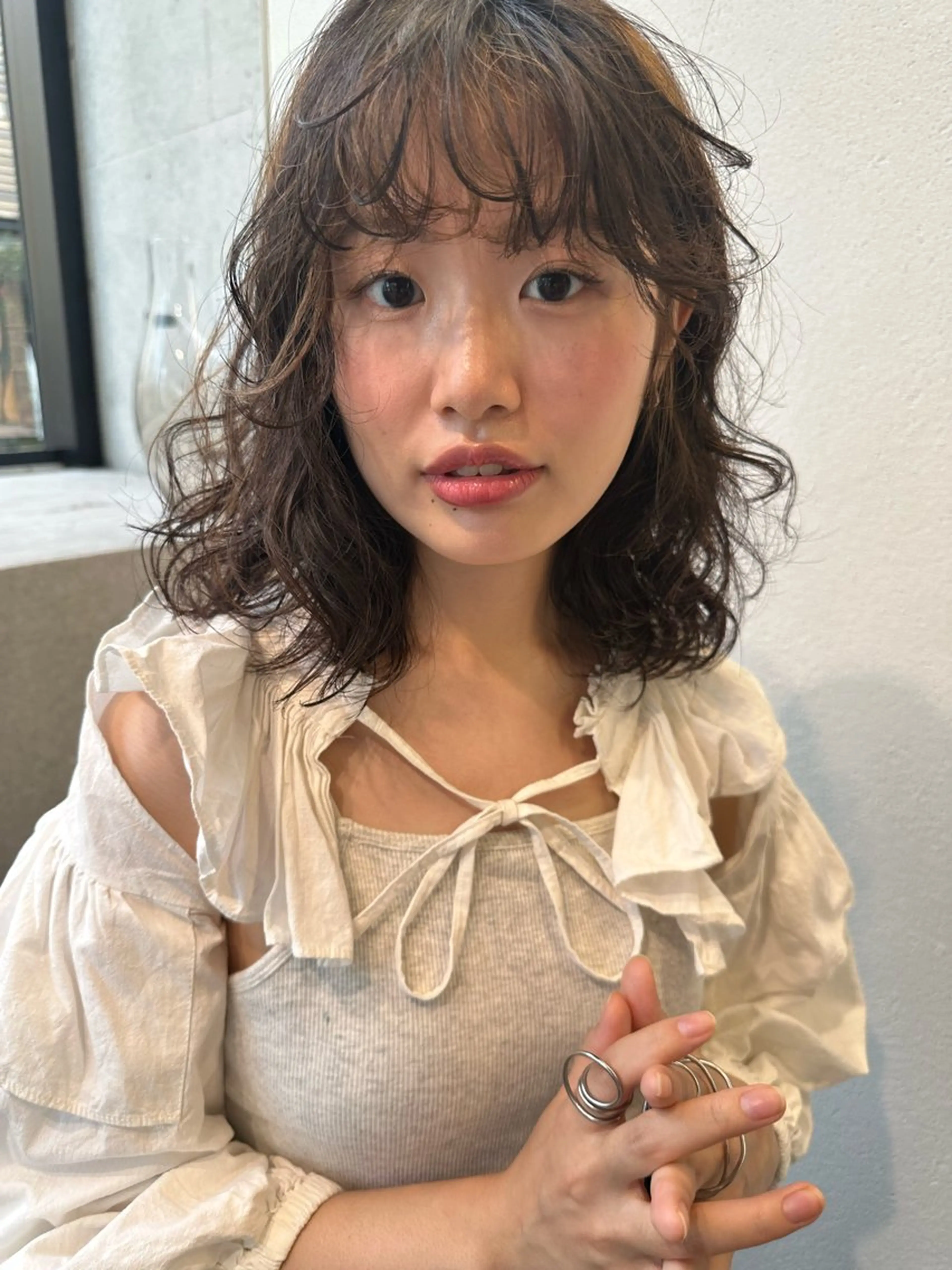 ミディアム パーマ カット パーマ お悩み解決パーマ hana🩰のヘアスタイル