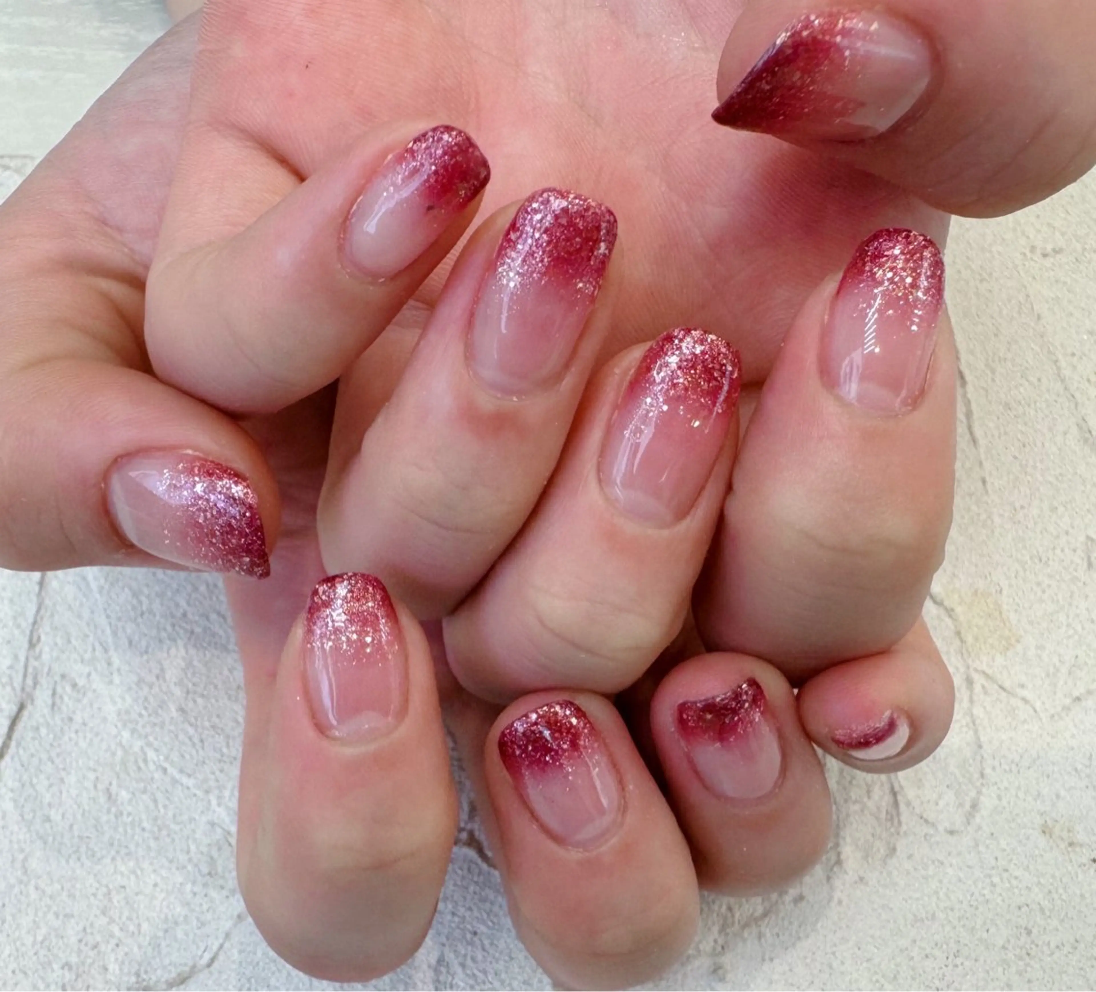 ネイル グラデーション ラメ(グリッター) ラメグラデーション シンプルネイル ハンドネイル B☆STELLA たまプラーザ 丸山のネイルデザイン