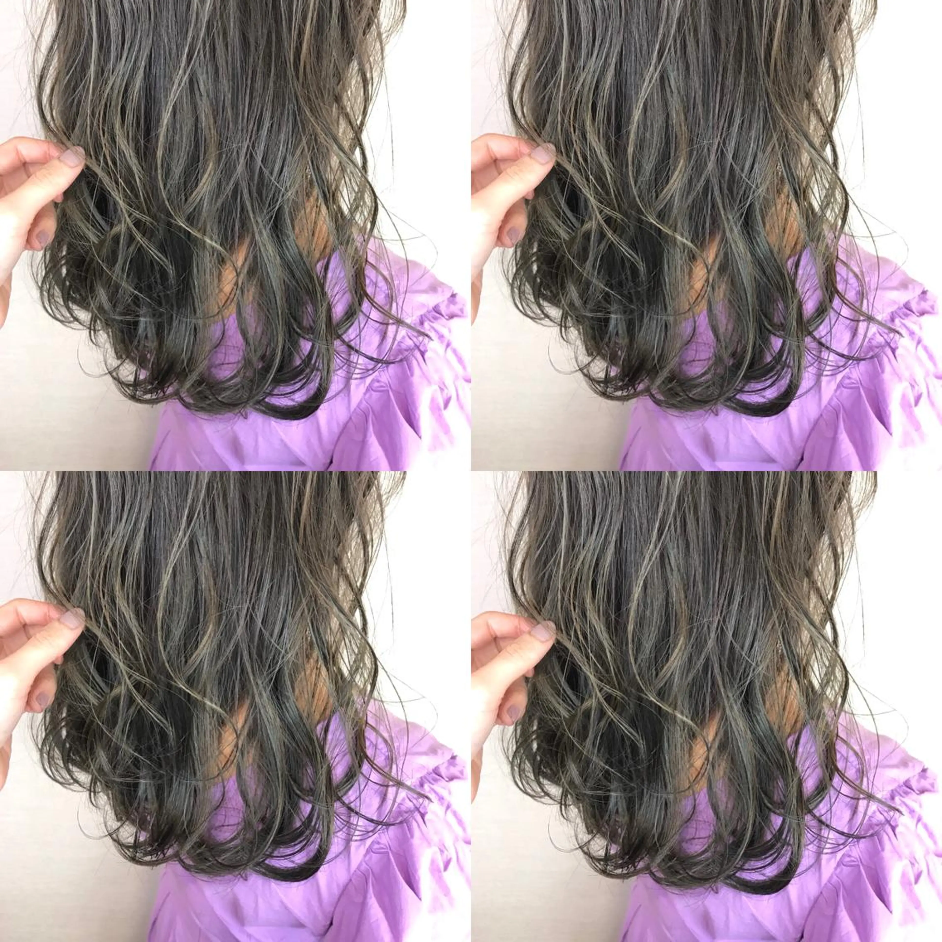 セミロング カラー 韓国レイヤーカット/ ダブルカラーのヘアスタイル