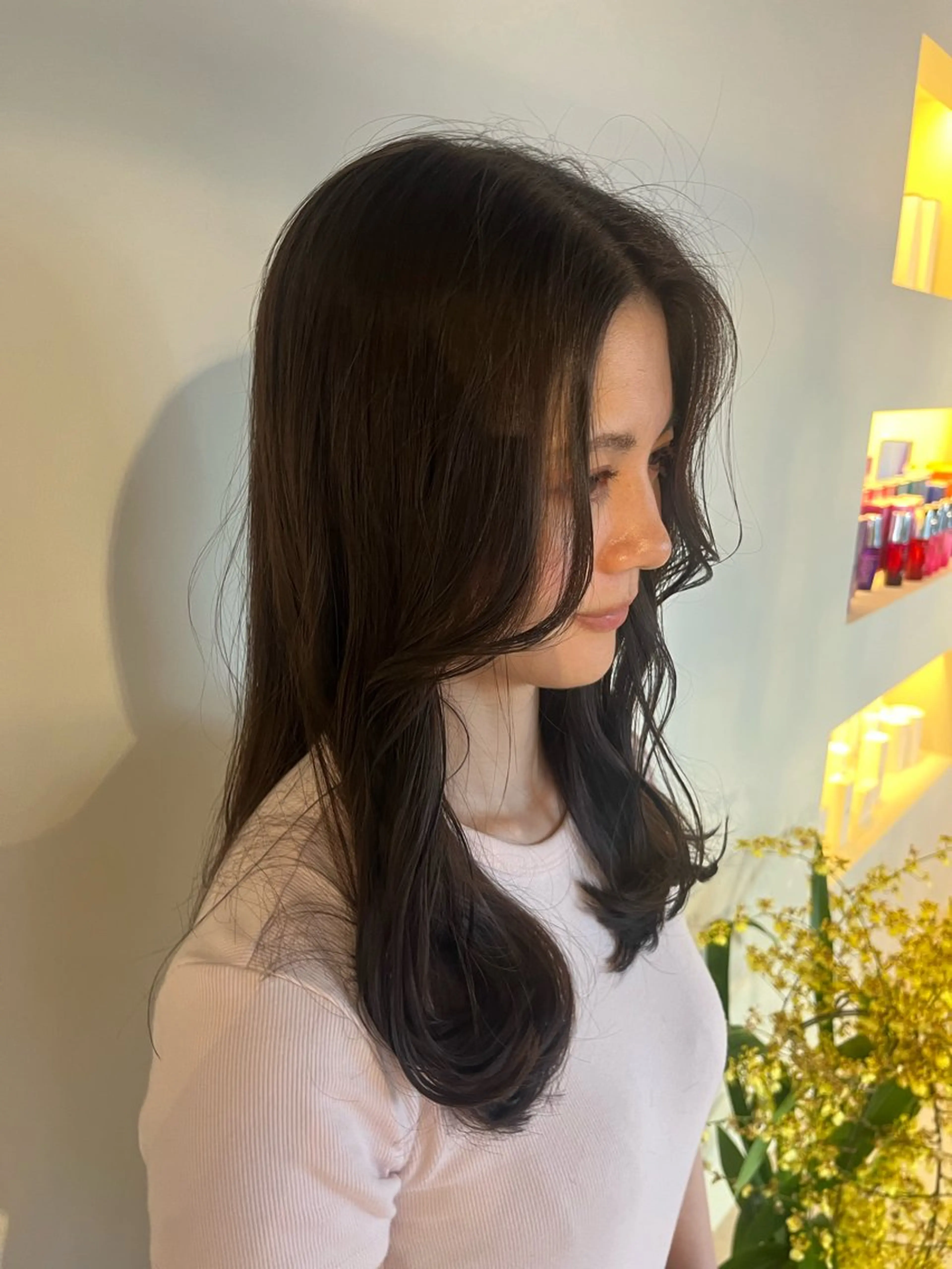 セミロング カラー カット ヘアカラー スタジオノル パーマ🌀あやなのヘアスタイル