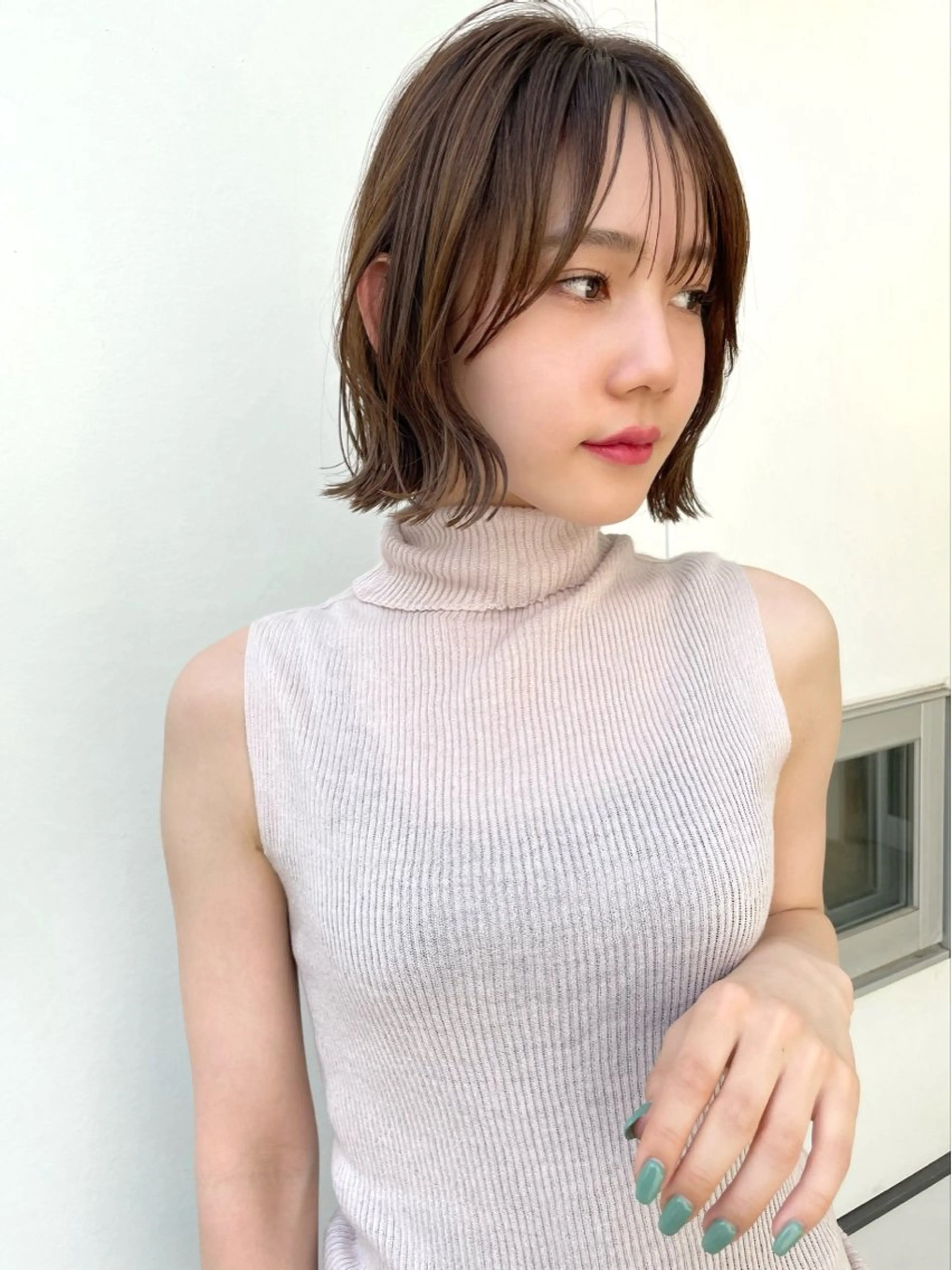 ショート カラー 切りっぱなしボブ ボブレイヤー ボブ くびれヘア 顔まわりレイヤー カット ヘアカラー 結べるレイヤーボブ くびれLady表参道のヘアスタイル