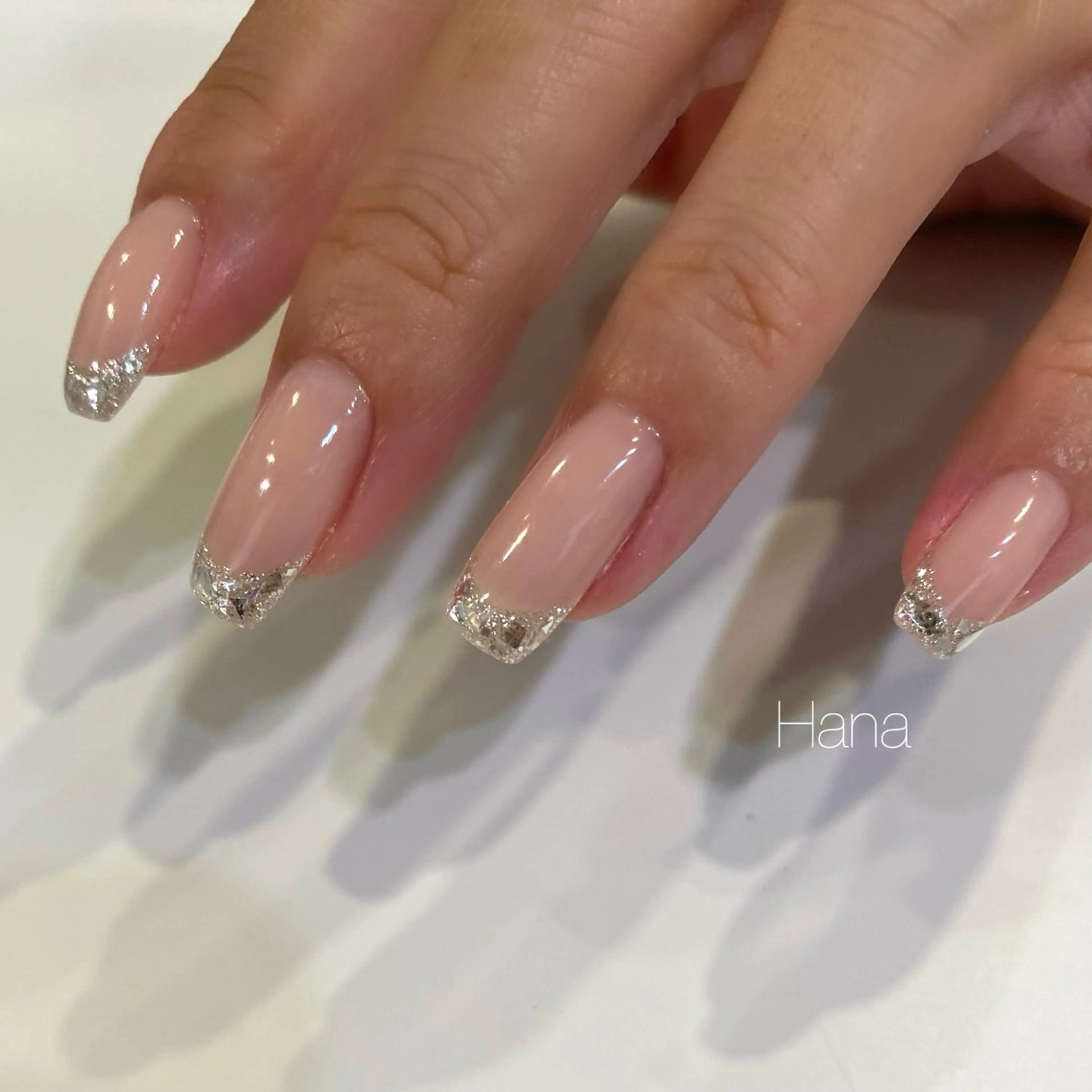 ネイル フレンチネイル ガラスフレンチ キラキラネイル NOEM nail salon所属・HANA /NOEM nailsalonのネイルデザイン