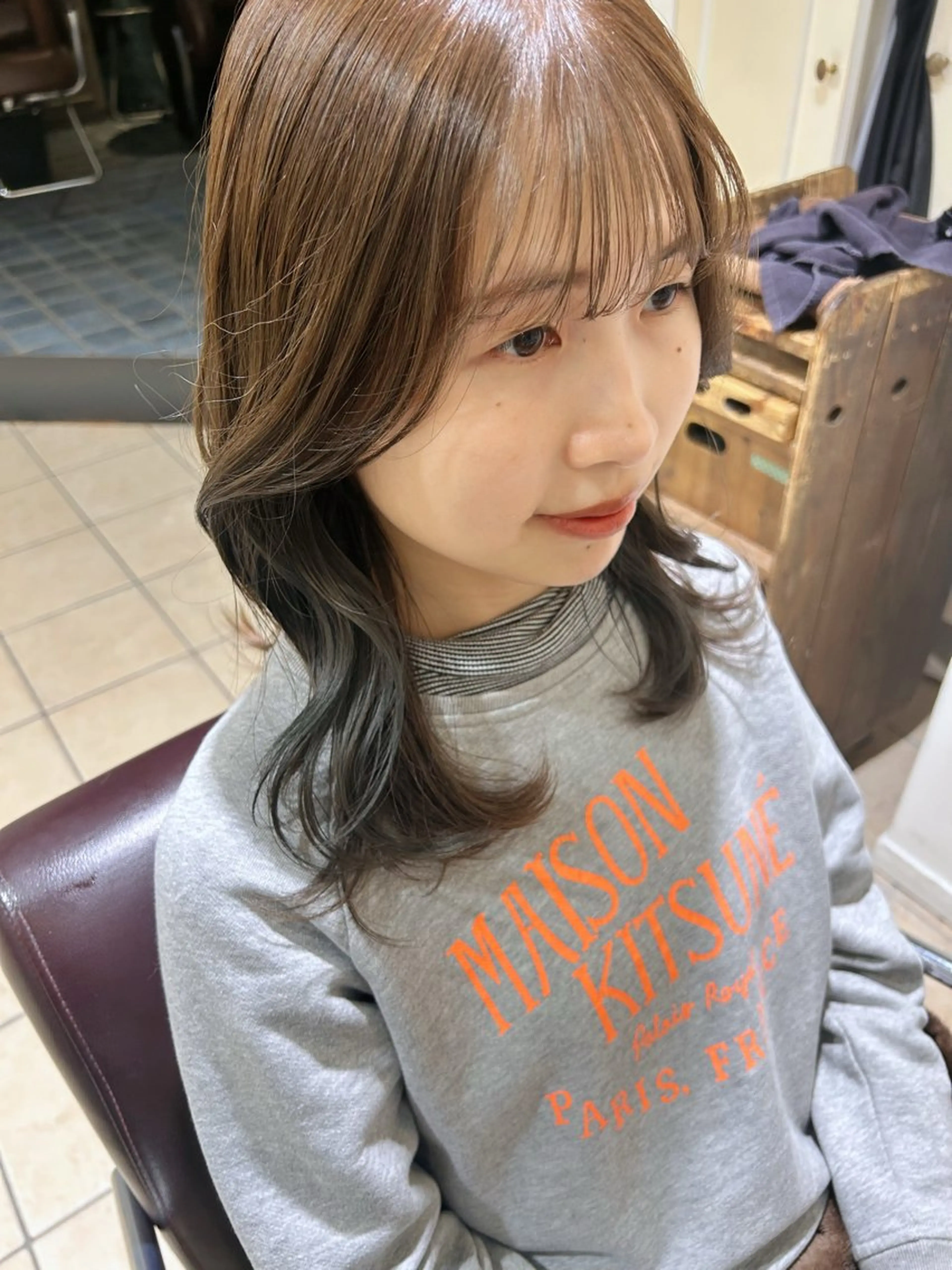 カラー アッシュ ベージュカラー ブルーカラー ブルーアッシュ オレンジ ヘアカラー momoha 『モテヘア🍓』のヘアスタイル