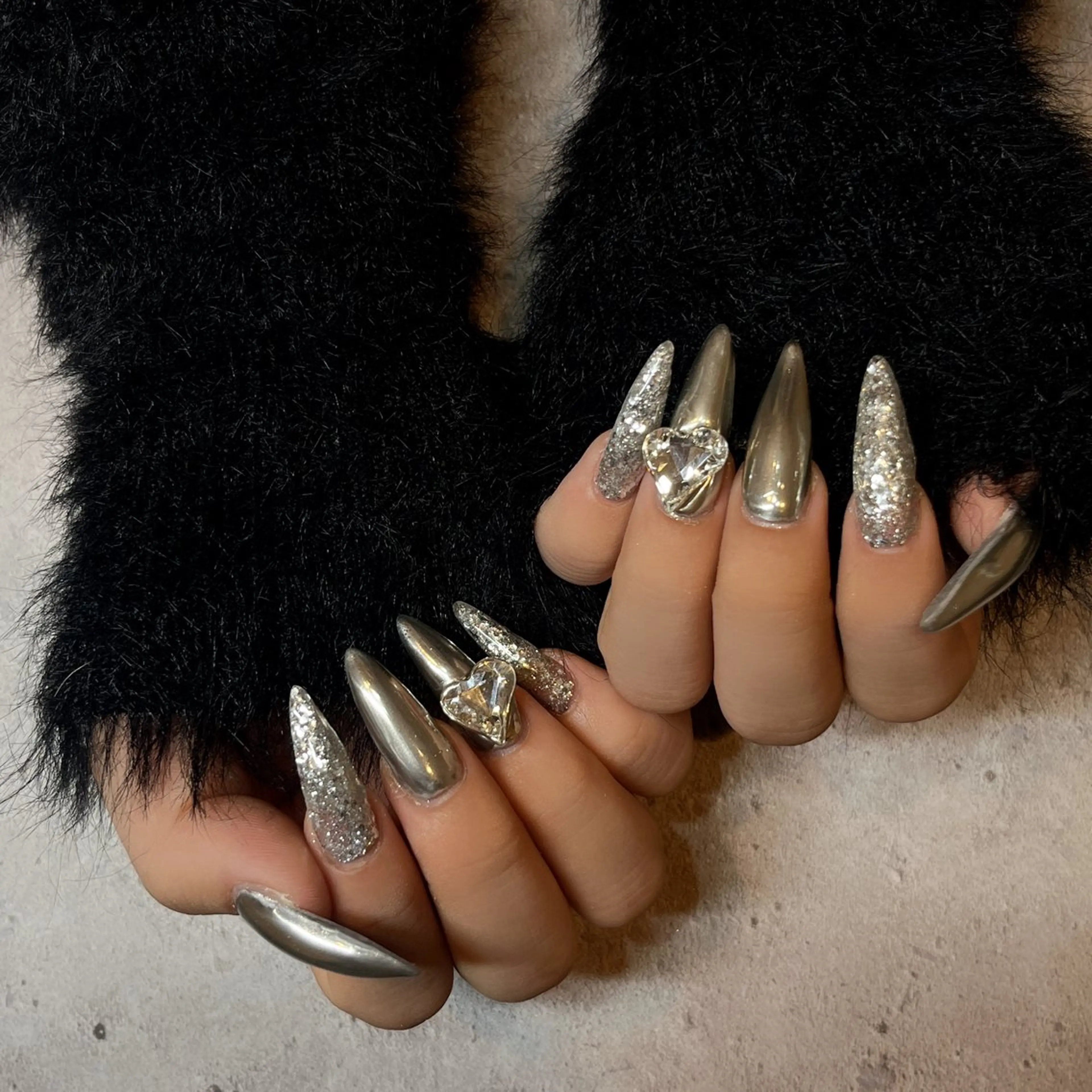 メンズ ネイル ミラーネイル シルバー ハンドネイル Private Atelierのネイルデザイン