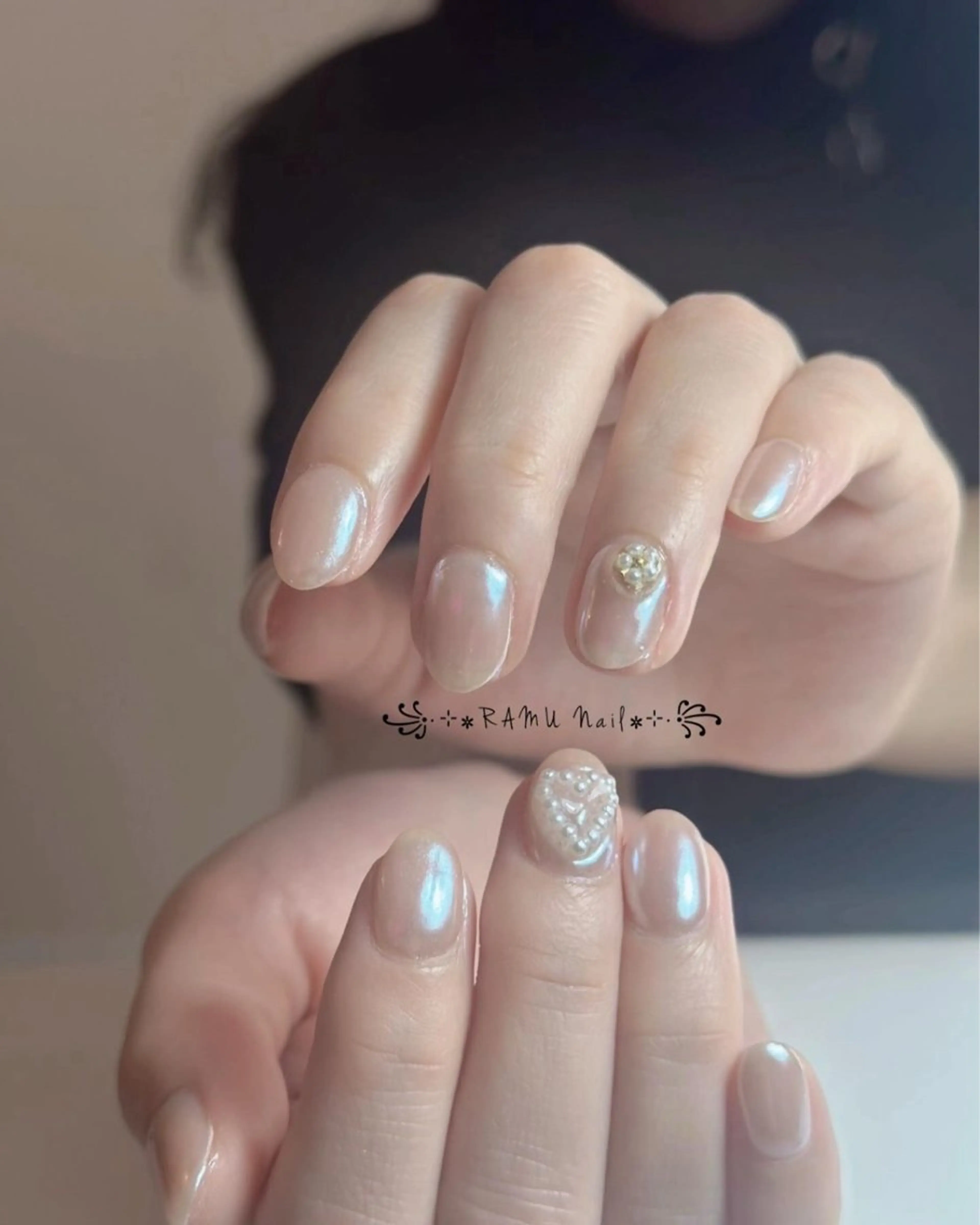 ネイル チークネイル フレンチネイル グラデーション キラキラネイル 韓国ネイル ハンドネイル RAMU Nail 恵比寿店のネイルデザイン