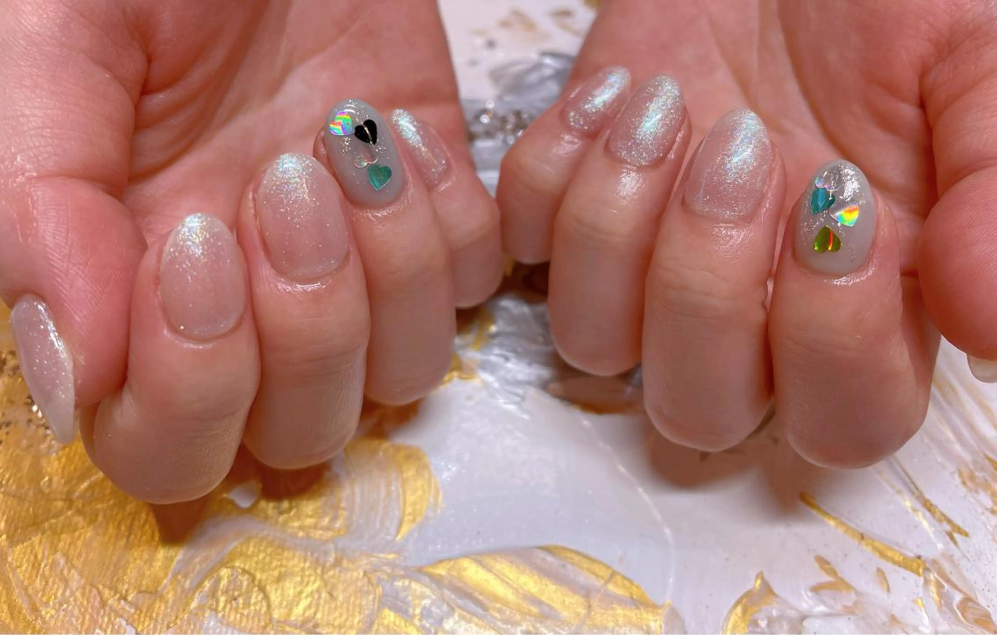 ネイル ハート ハンドネイル ネイリスト ❄️ユキ❄️のネイルデザイン