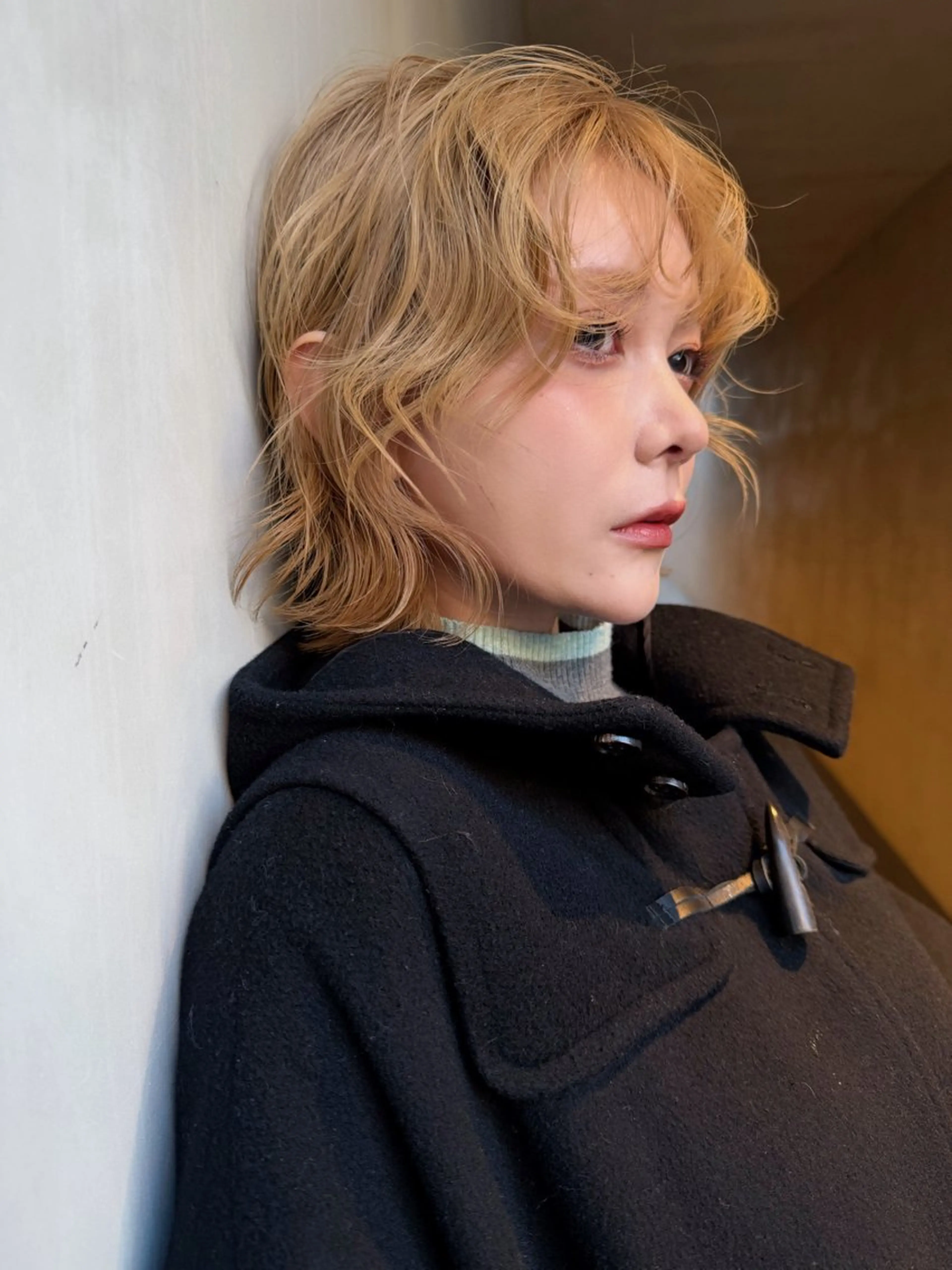 ミディアム カラー ベージュカラー ミルクティーベージュ ボブ ヘアカラー トリートメント AiM 大名　似合わせカットのヘアスタイル