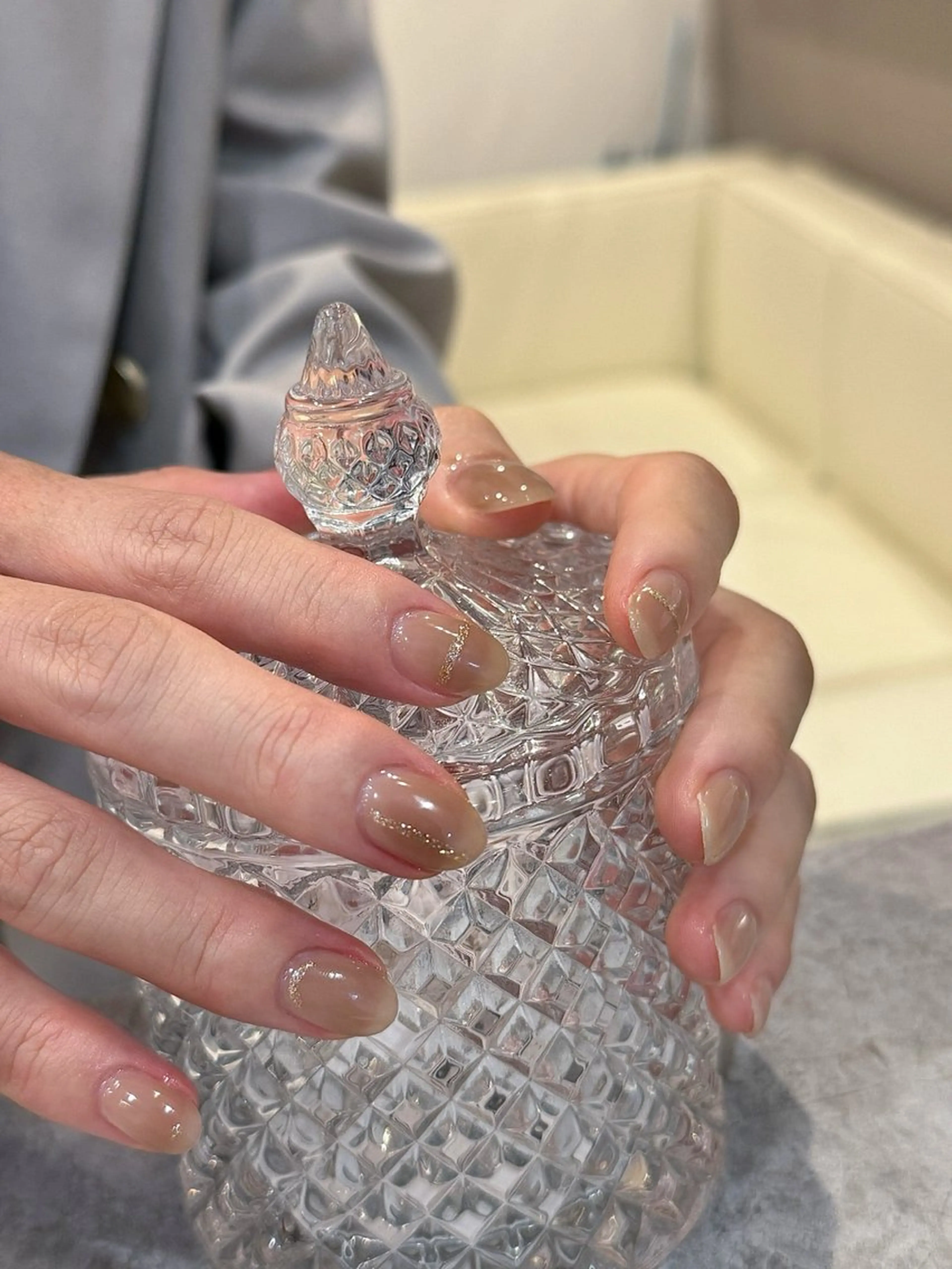 ネイル オーロラネイル チークネイル フレンチネイル ガラスフレンチ グラデーション ハンドネイル H&Bsalon カイのネイルデザイン