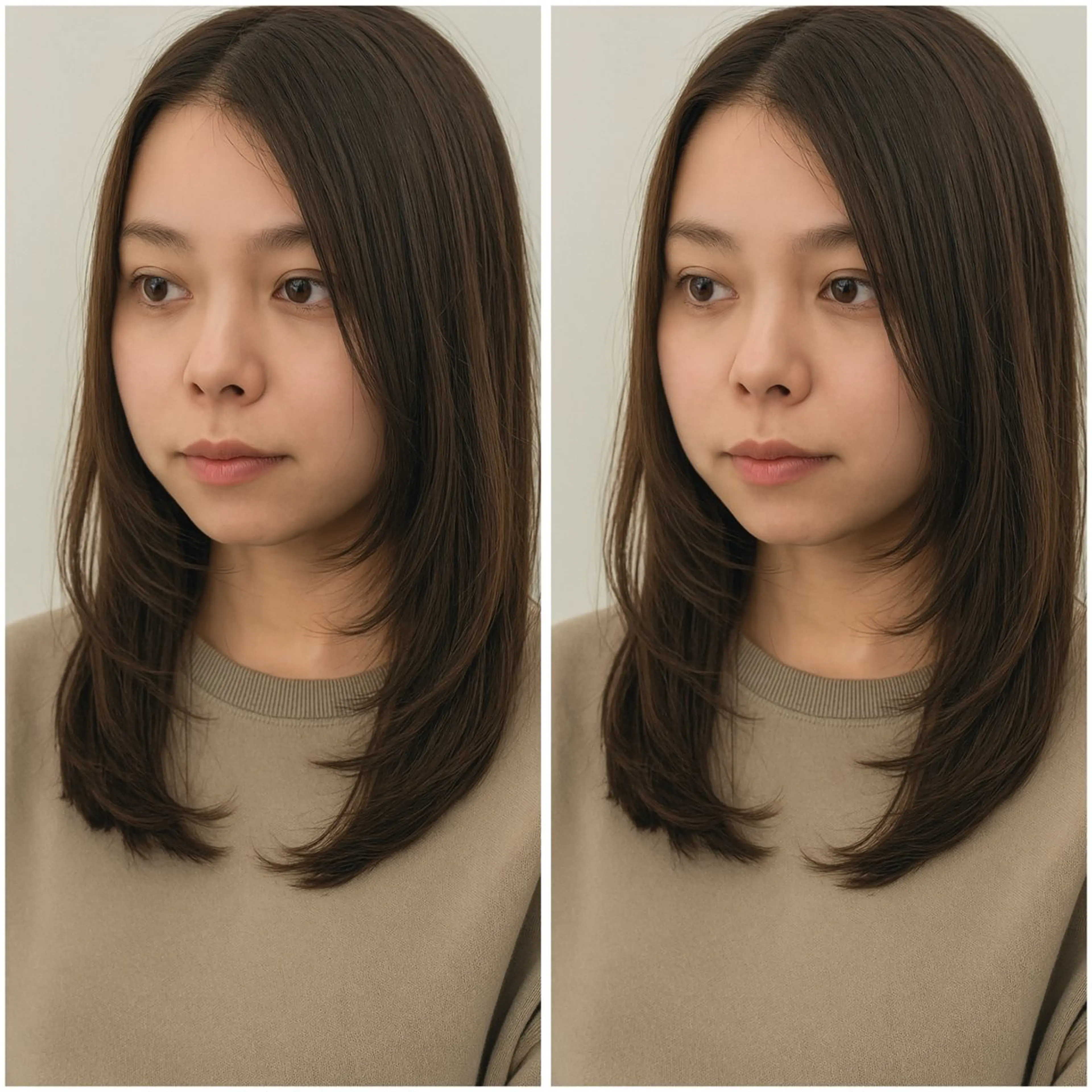 セミロング 【北千住】🌈韓国風 レイヤー✨小顔カットのヘアスタイル